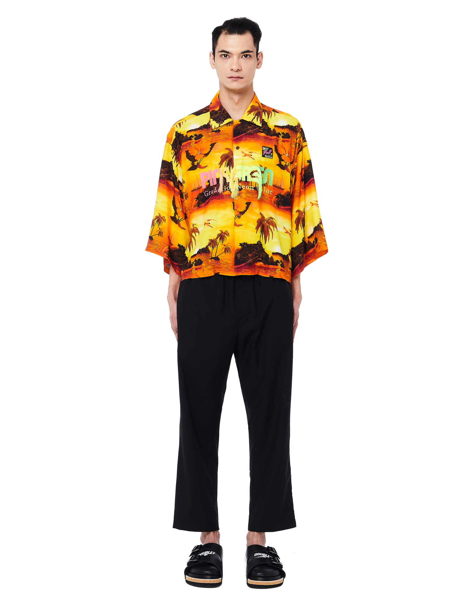 Doublet Sunset Print Embroidered Cropped Shirt
