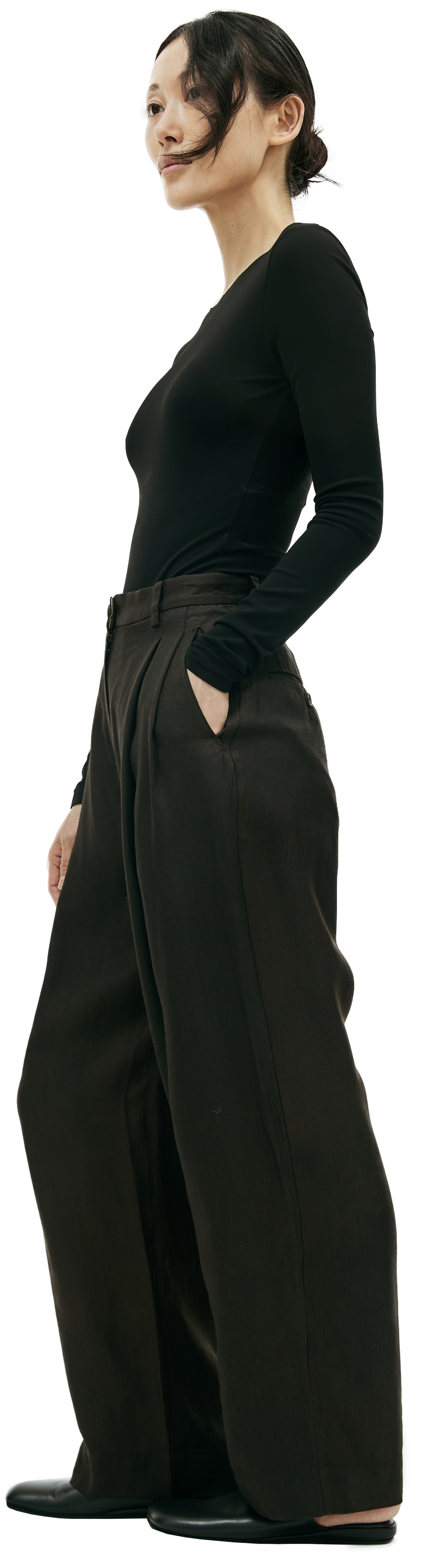 Ziggy Chen Brown high-waisted trousers