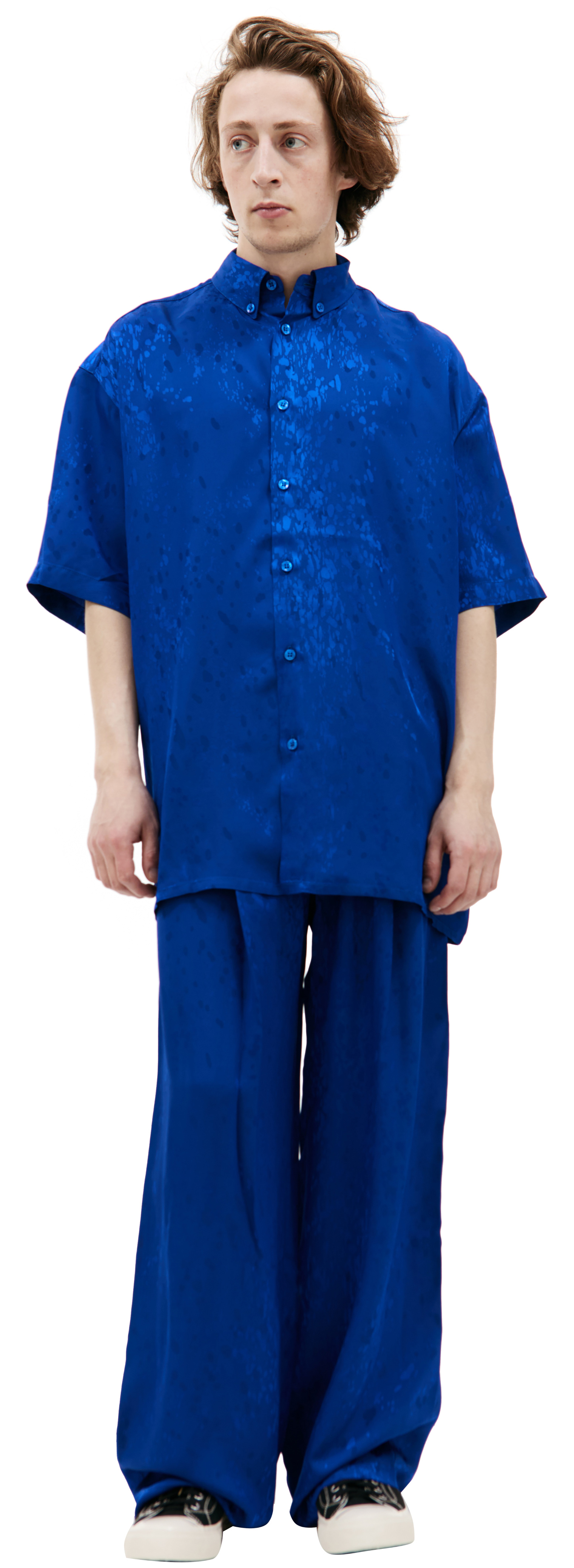 LOUIS GABRIEL NOUCHI Синяя рубашка с короткими рукавами