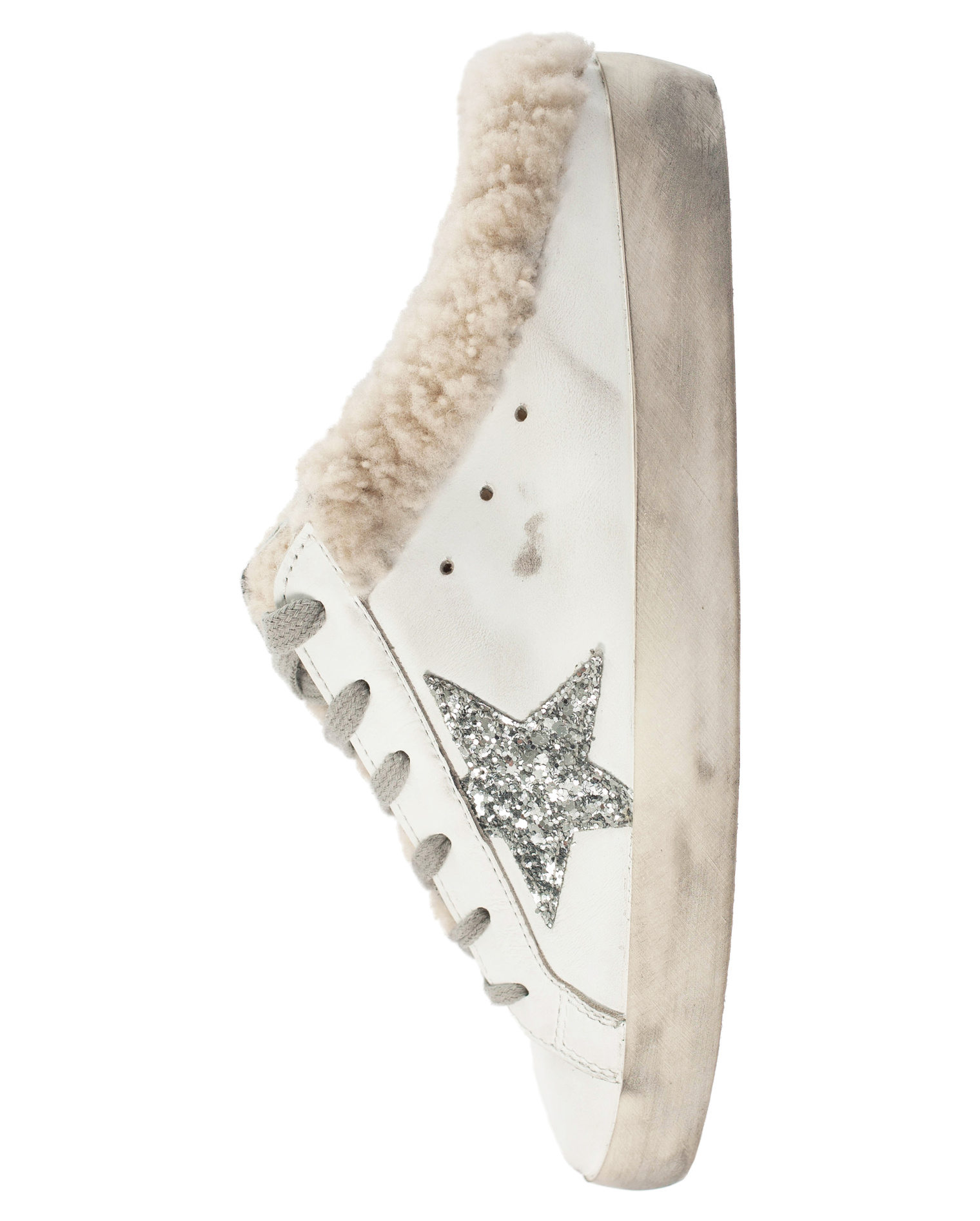 Golden Goose Sabot White Fur Lined Sneakers