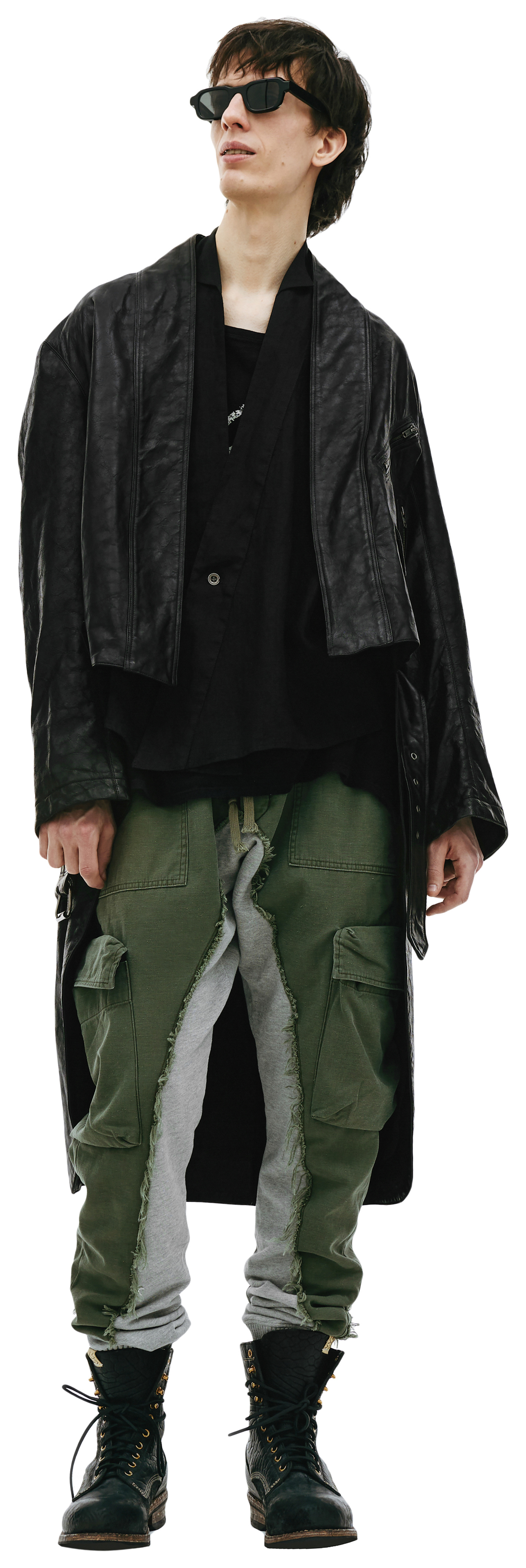 Greg Lauren Black leather coat