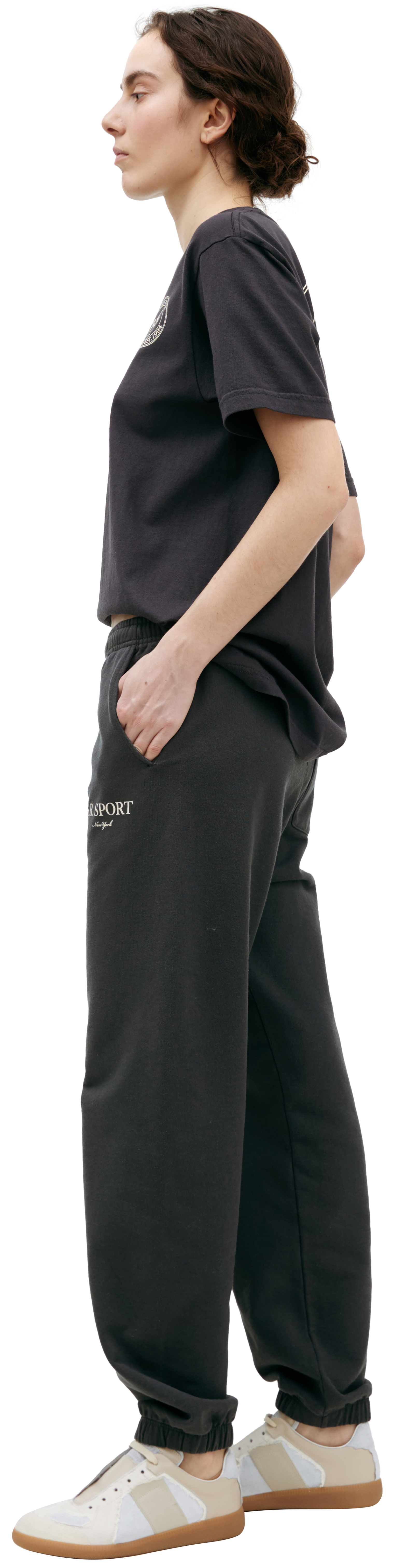 SPORTY & RICH Black Logo Sweatpants