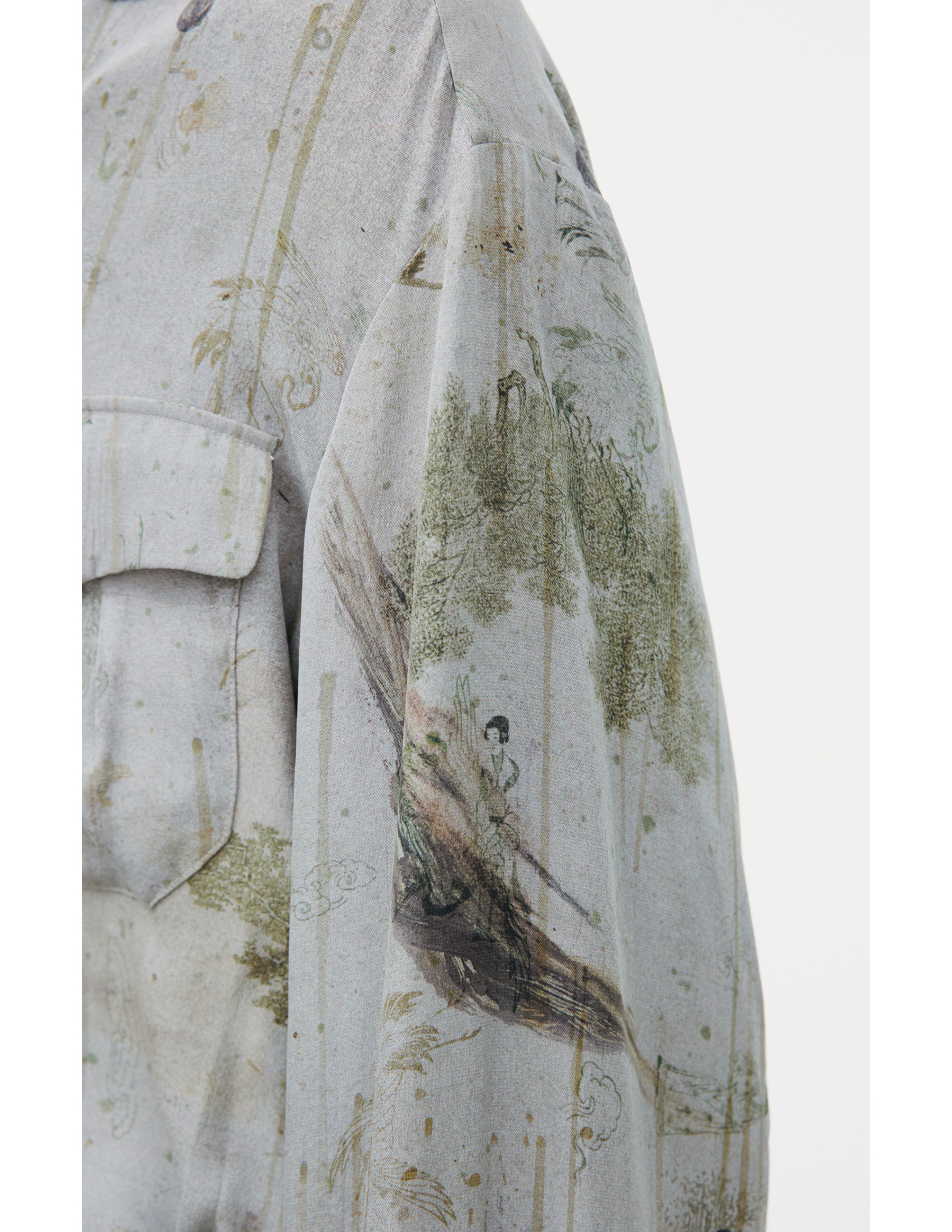 Ziggy Chen Рубашка-0M2610711 WORKERS SHIRT, укороченные силуэт, отложные воротник, принт растений, мультиколор