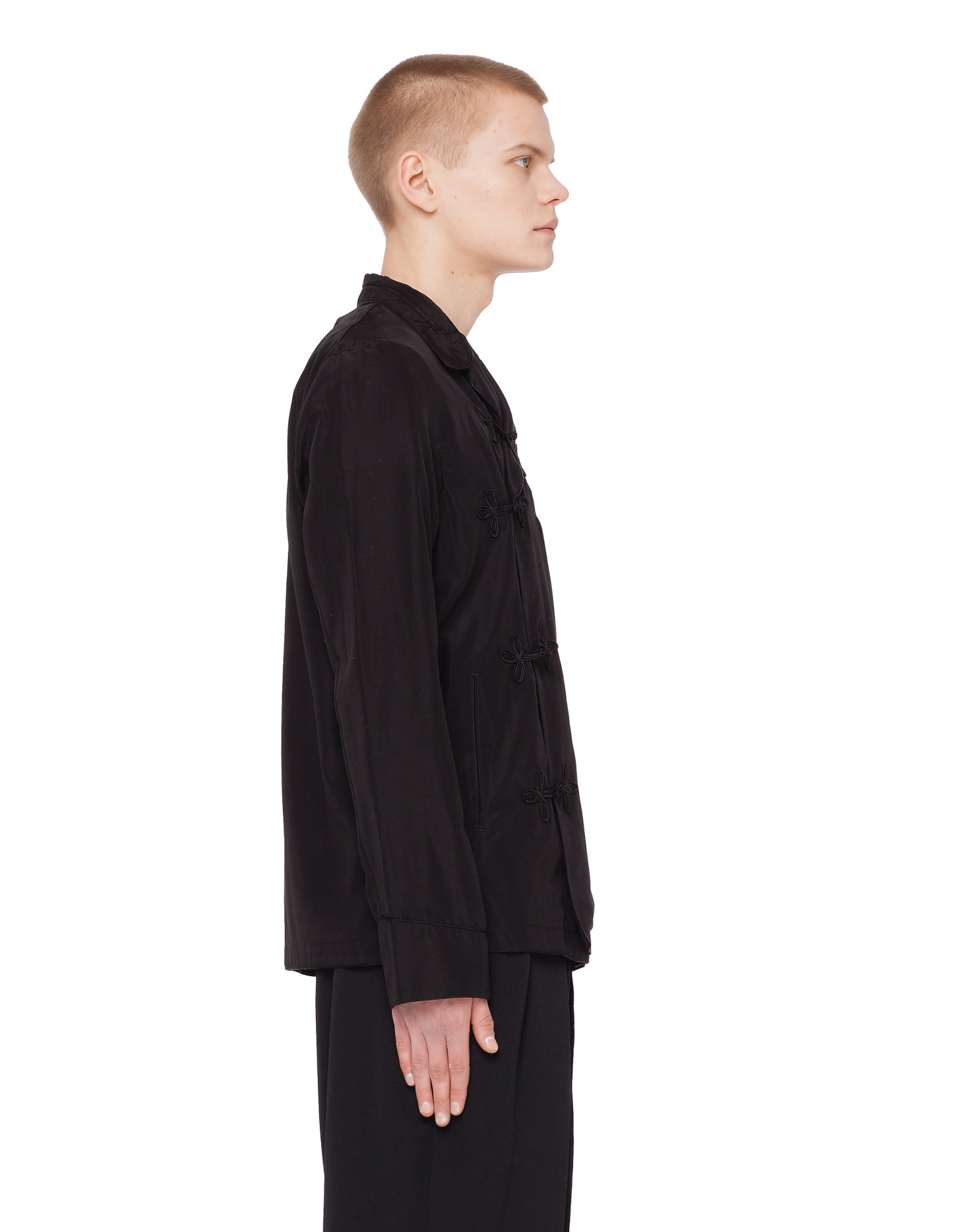 The Soloist Black silk and cotton mix wrap jacket