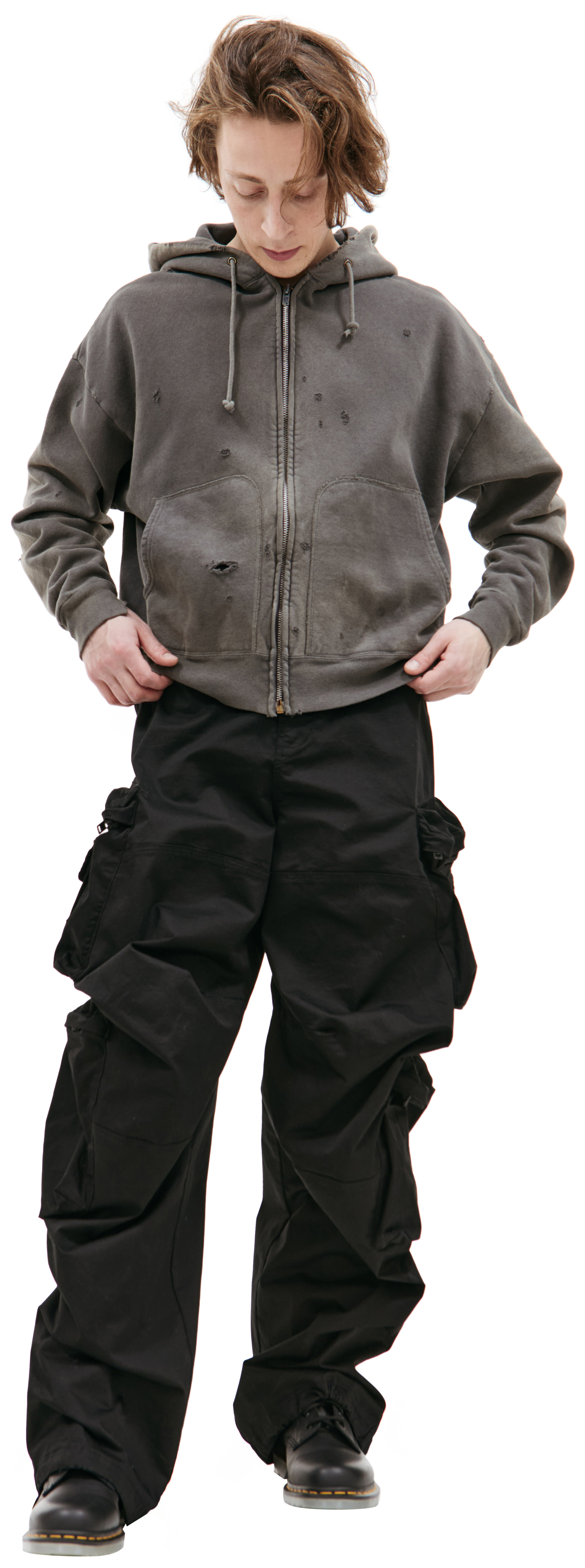 Saint Michael Distressed zip-up hoodie