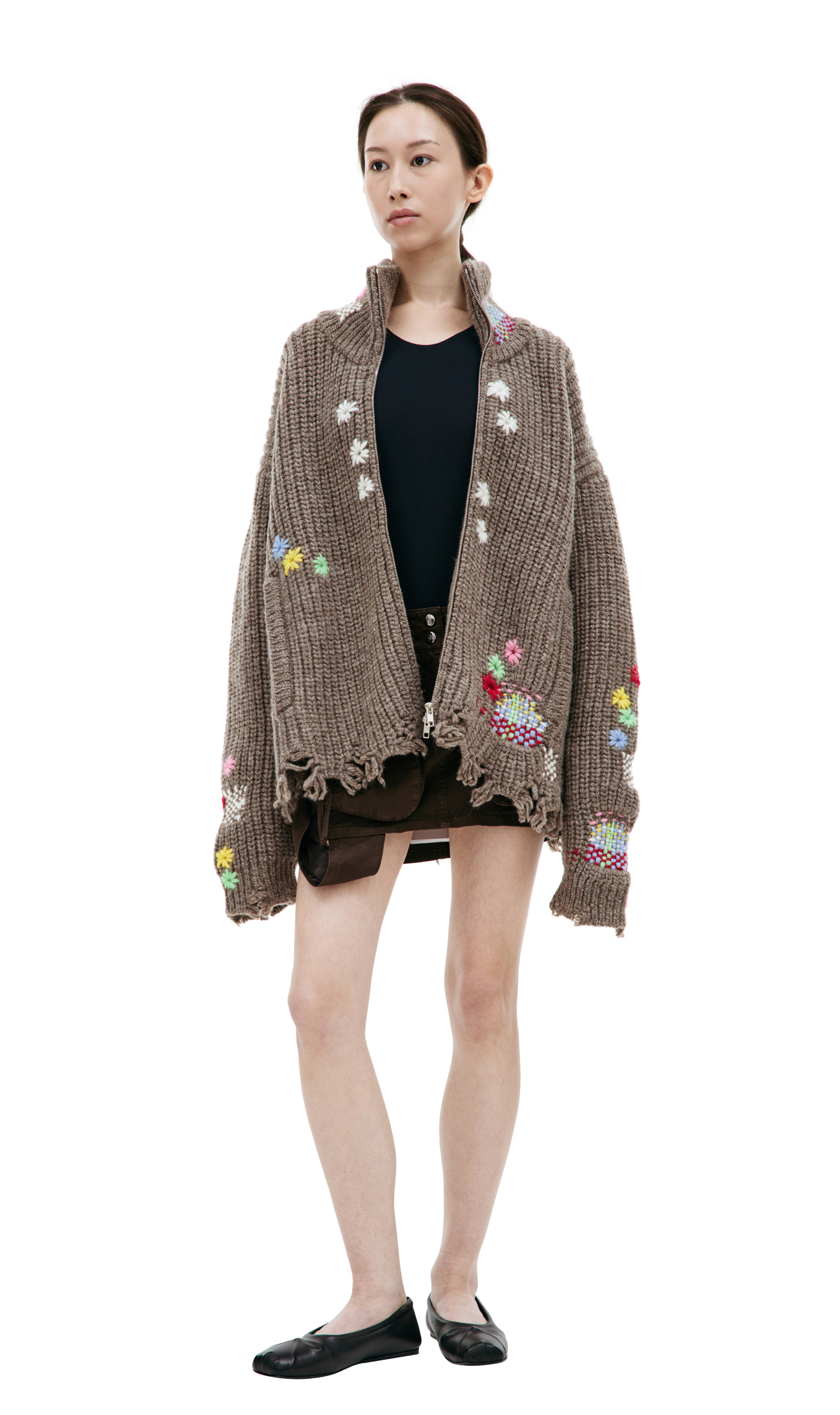 Doublet Wool sweater with floral embroidery