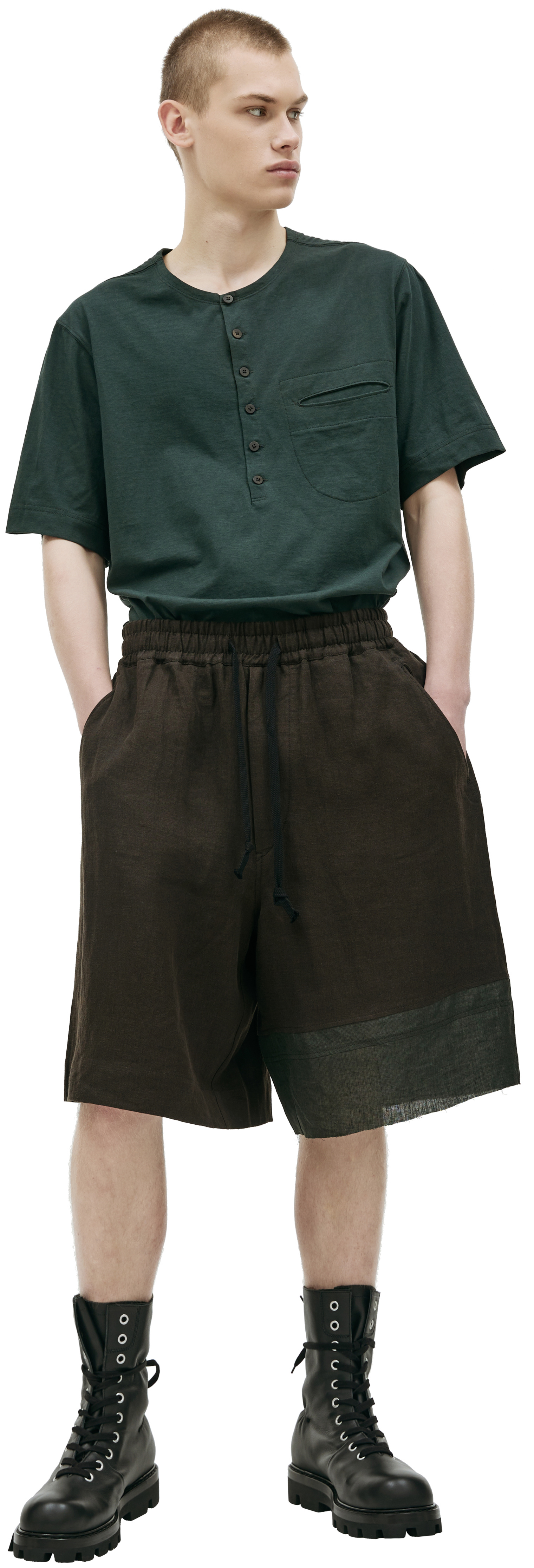 Ziggy Chen Brown linen shorts