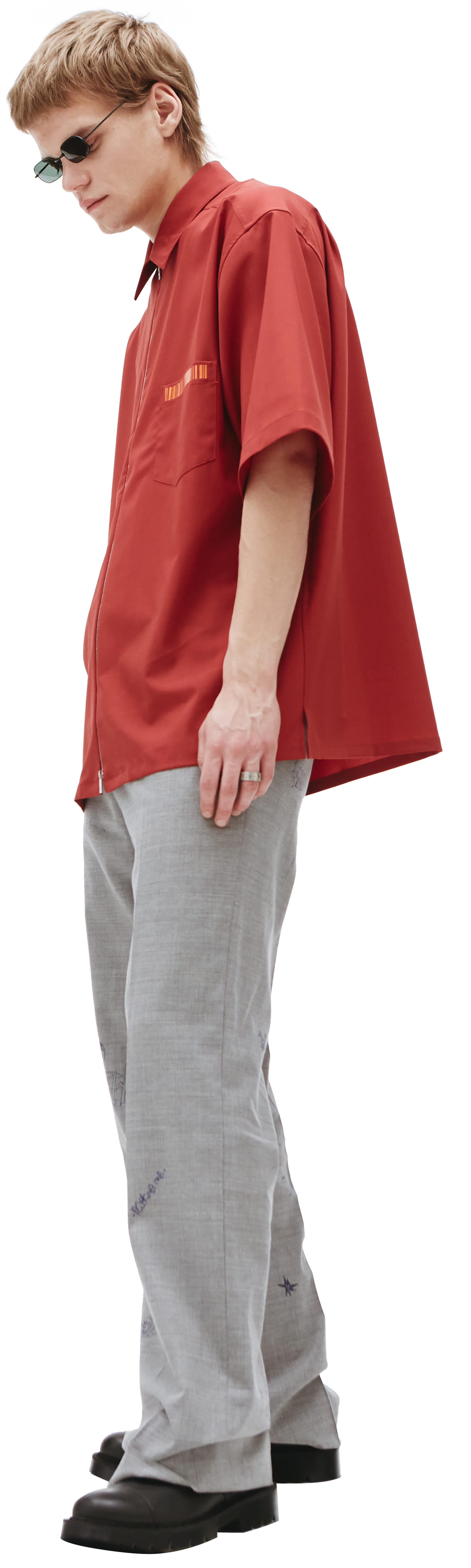 VTMNTS Logo print zip-up shirt