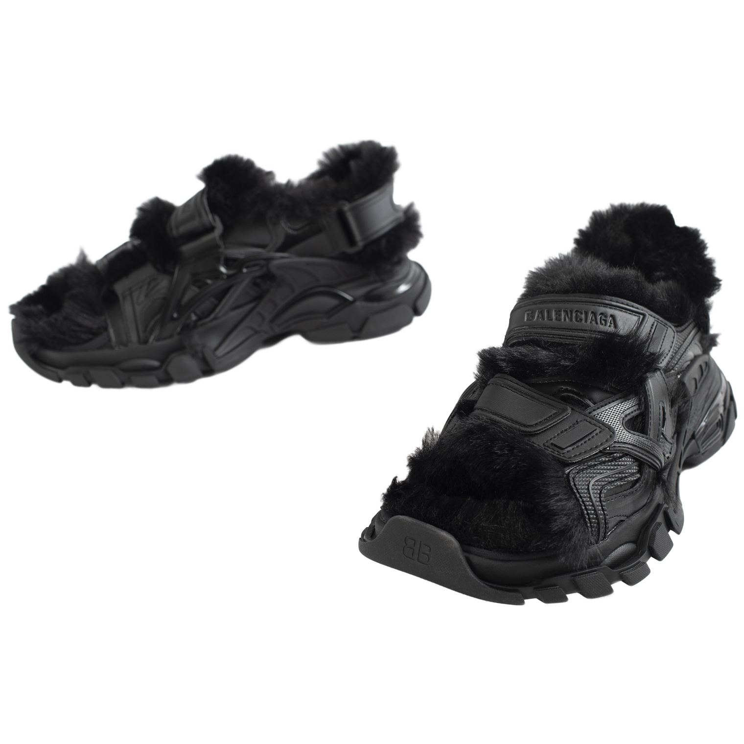 Buy Balenciaga men track sandal fake fur in black for 886 online on SV77 668560 W3CQ3 1000