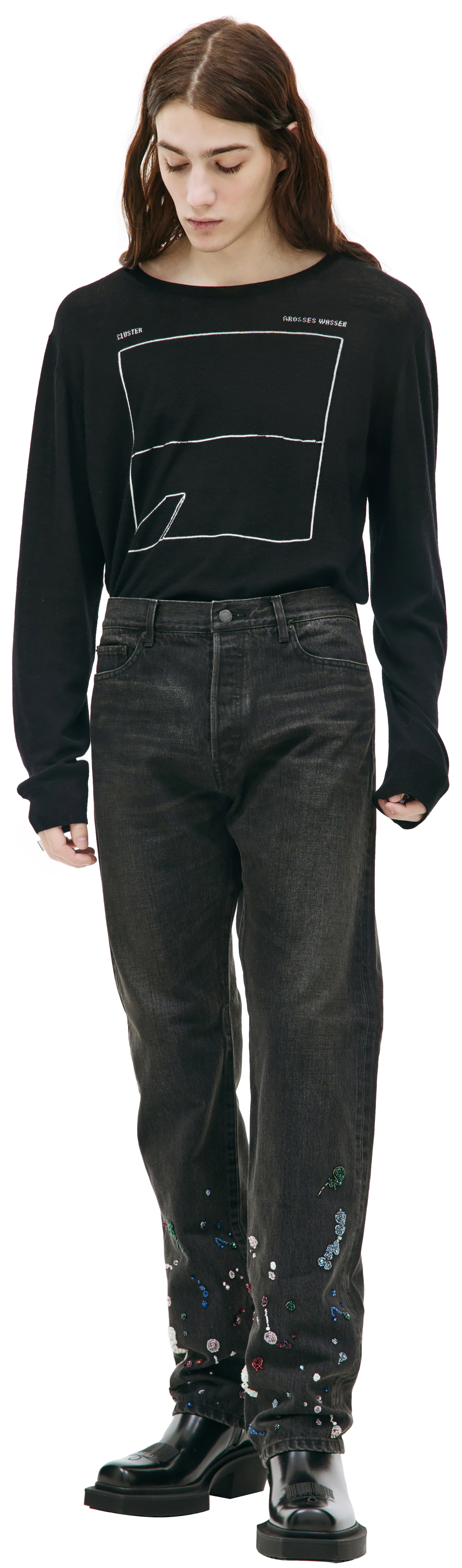 Undercover Drip bead embroidery jeans