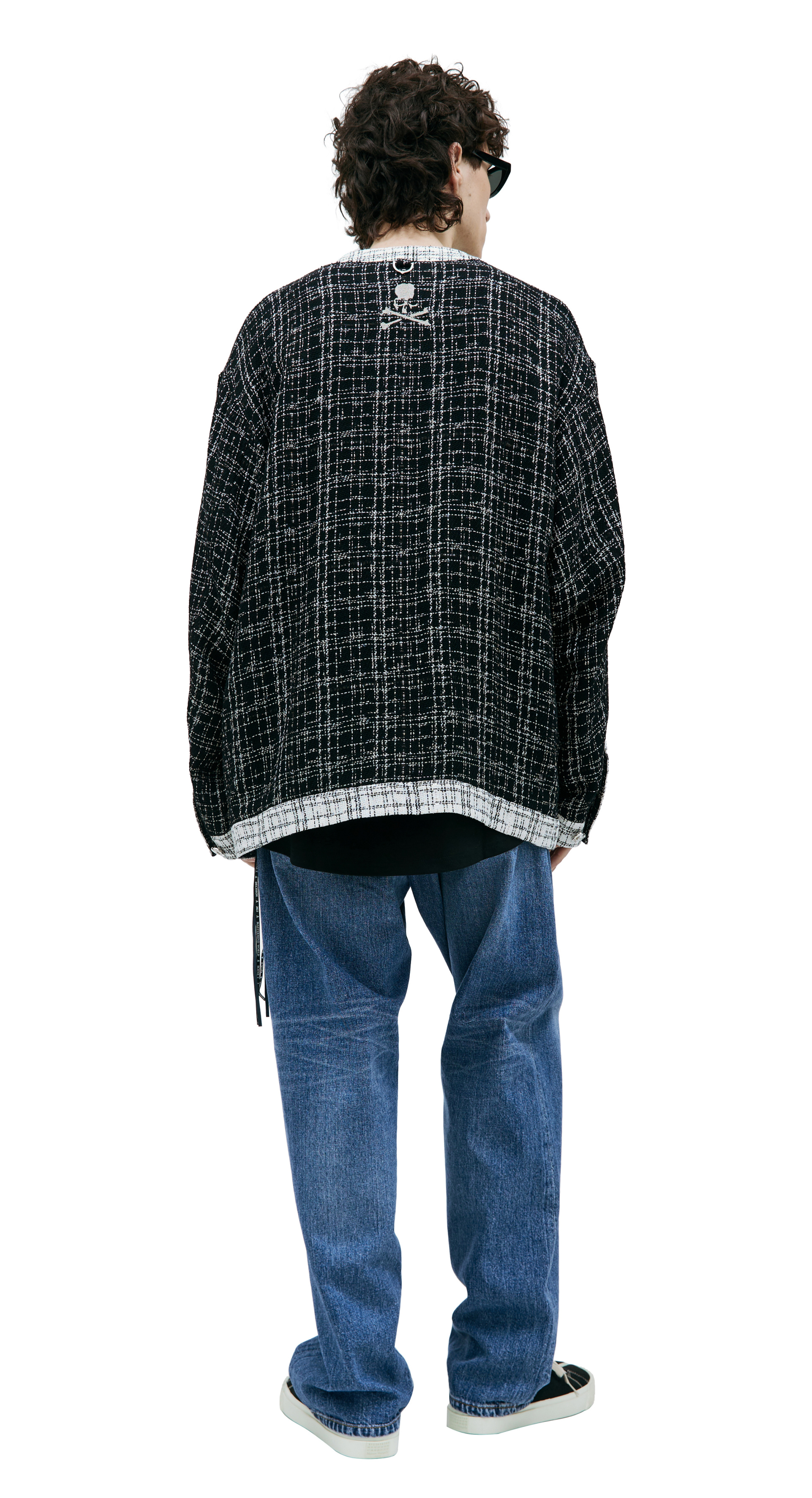 Mastermind WORLD Tweed Y-neck cardigan