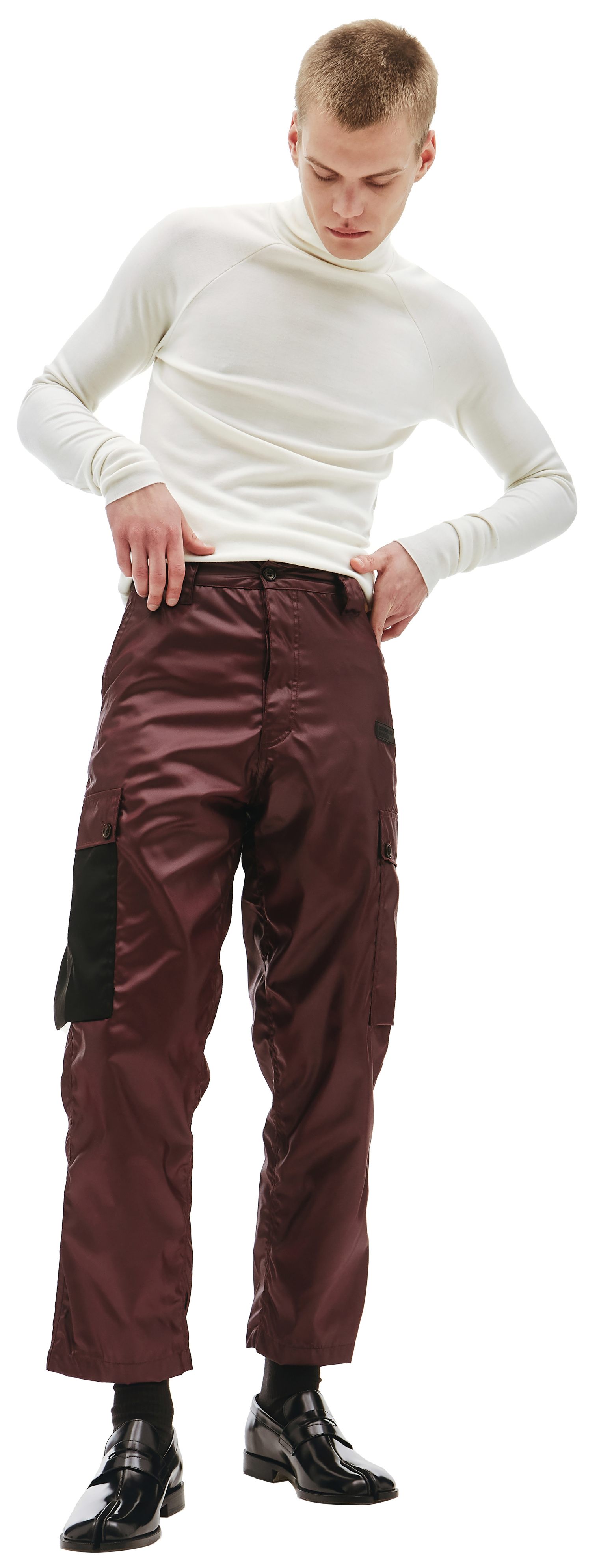 Enfants Riches Deprimes Nylon Burgundy Cargo Trousers