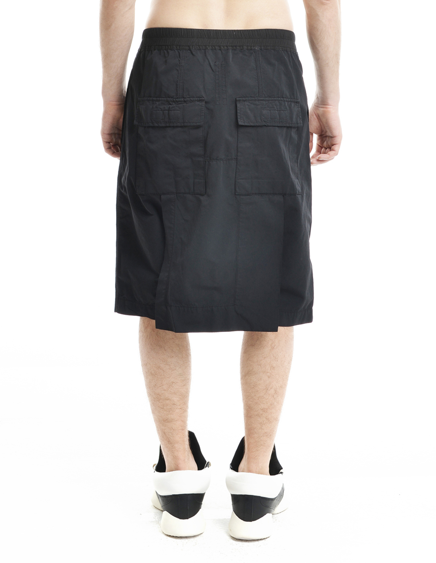 Buy DRKSHDW by Rick Owens men black pod shorts for $445