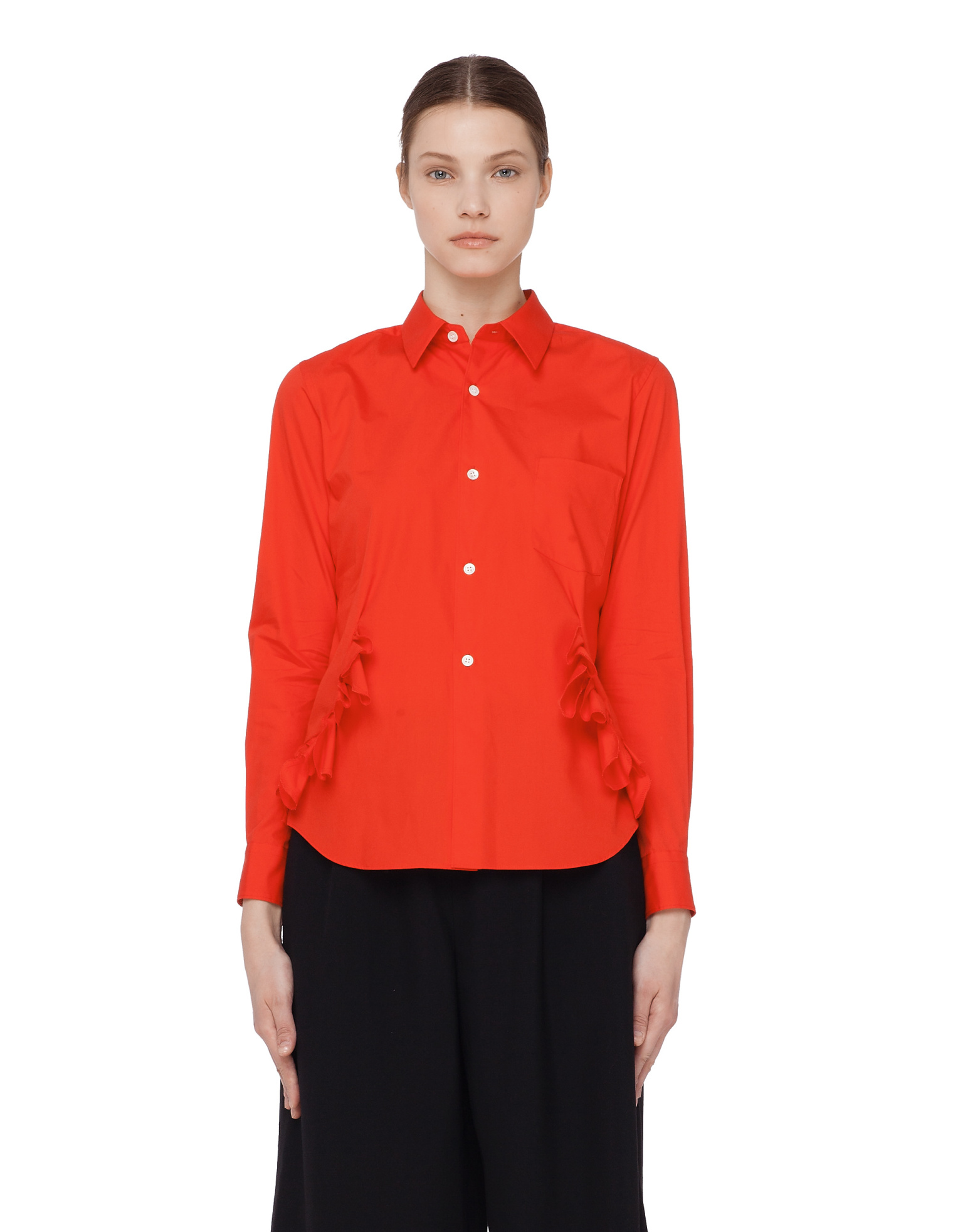 Comme des Garcons CdG Red ruffled cotton shirt