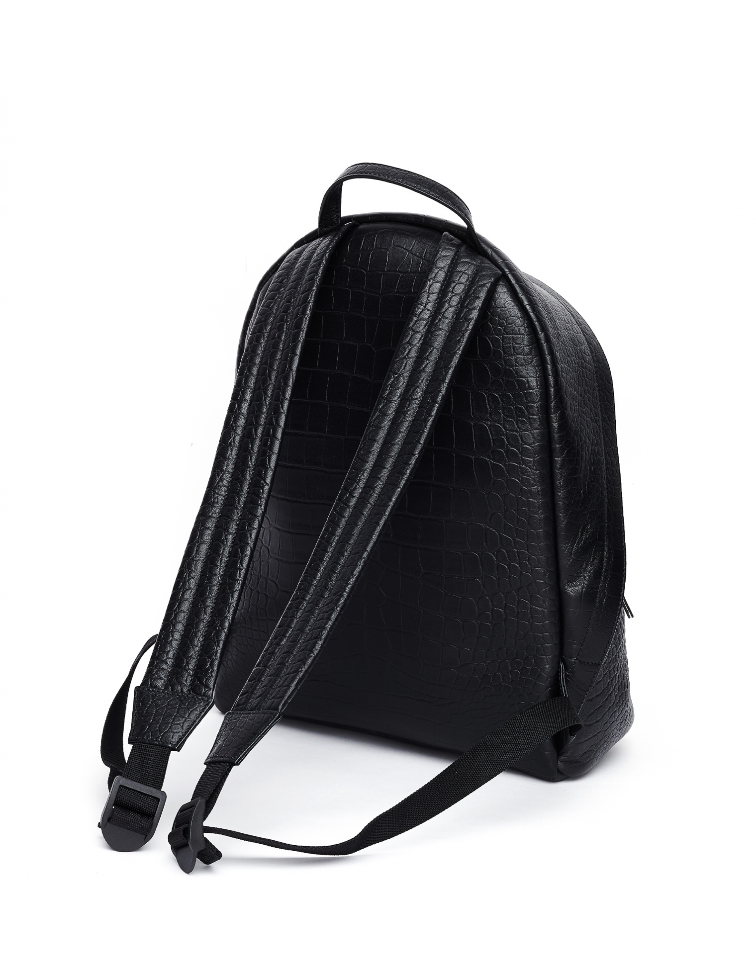 Balenciaga Black Leather Logo Printed Backpack