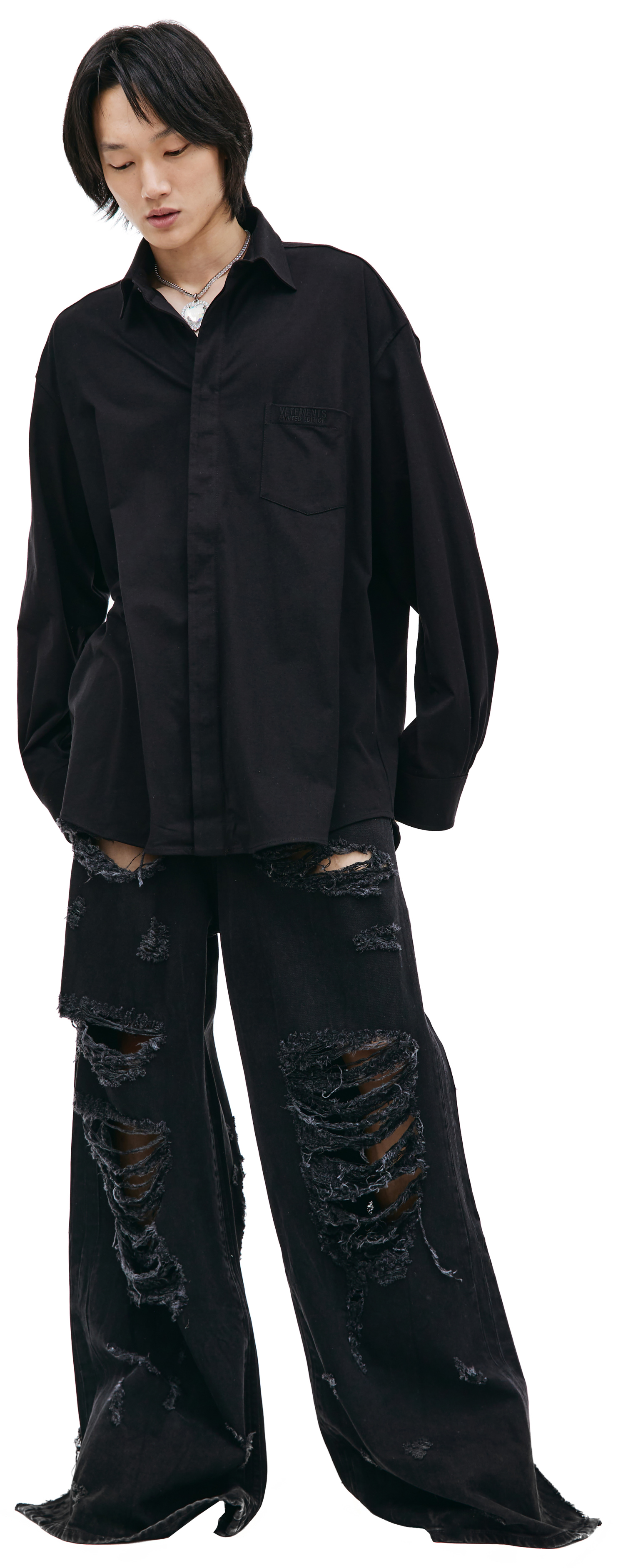 VETEMENTS Оверсайз рубашка с накладным карманом