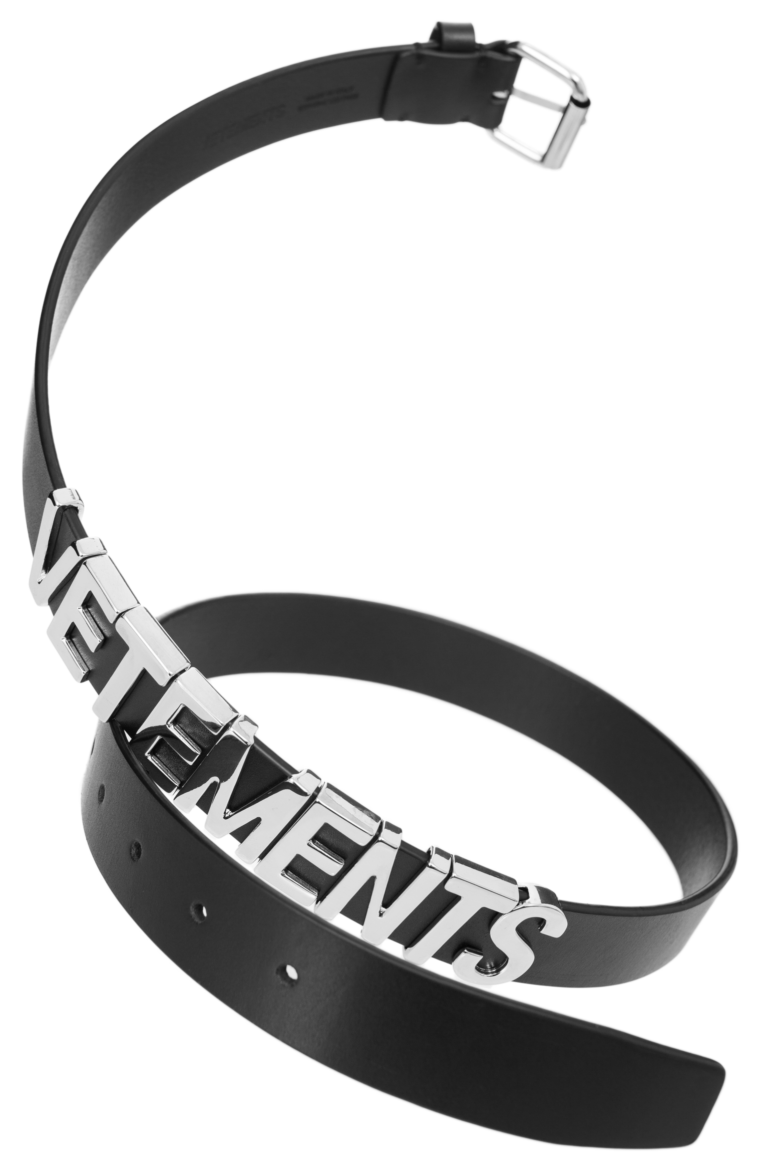 VETEMENTS Black leather belt with logo