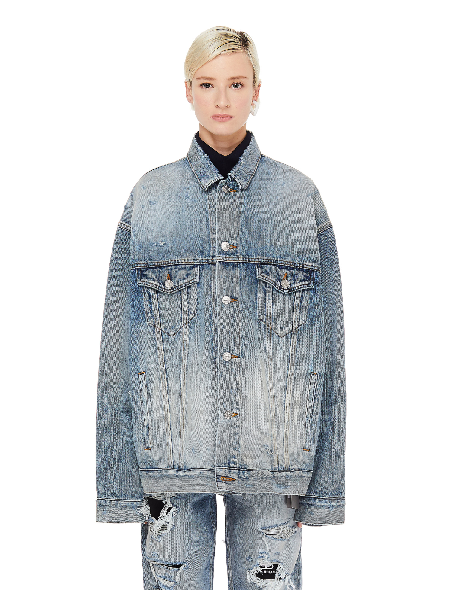 ジャケット・アウター BALENCIAGA Damaged Denim Jacket size 46 BALENCIAGA Damaged Denim Jacket size 46 Balenciaga Denim Coats