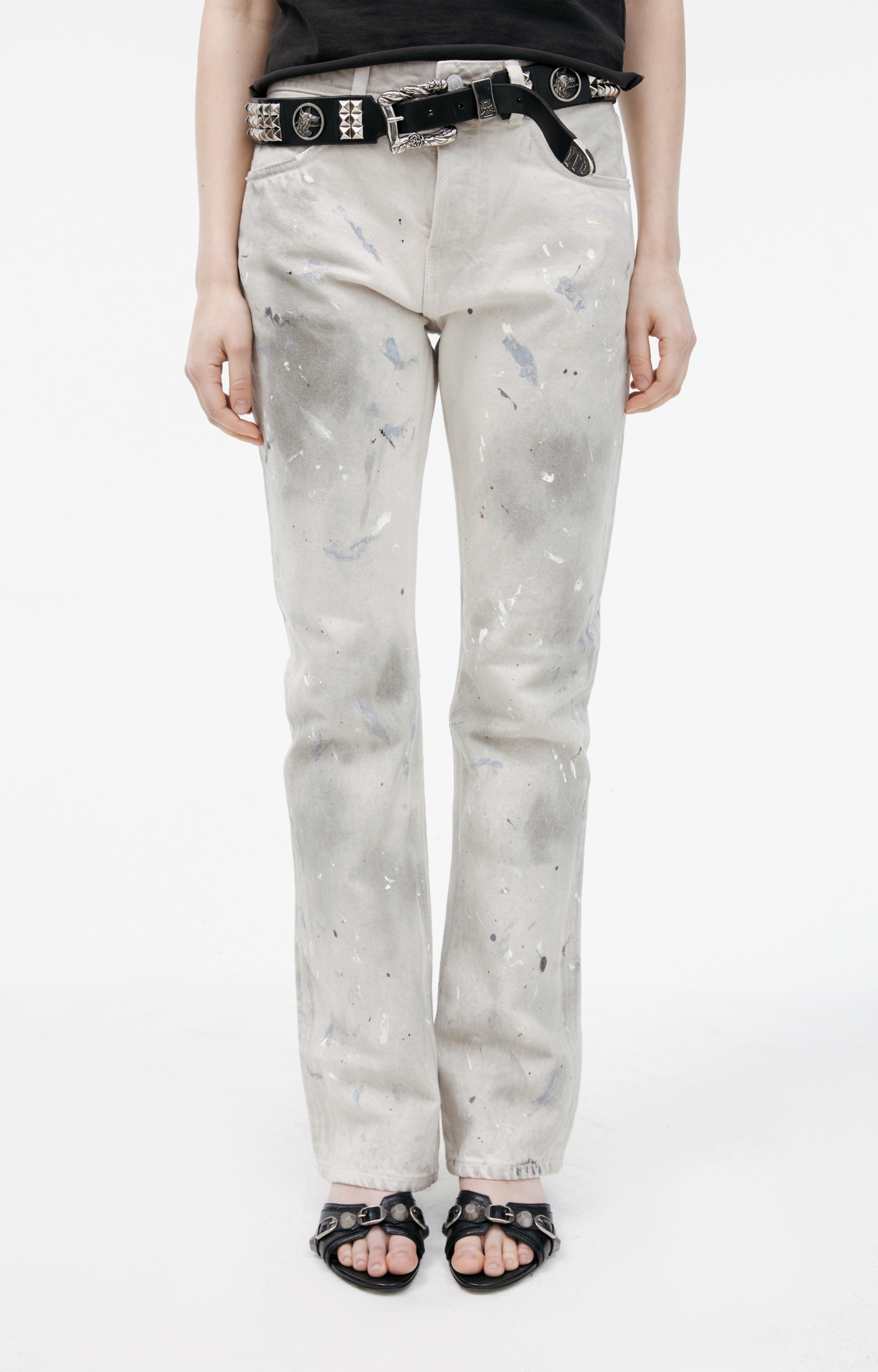 Buy Enfants Riches Déprimés women white painted jeans for $1,770 