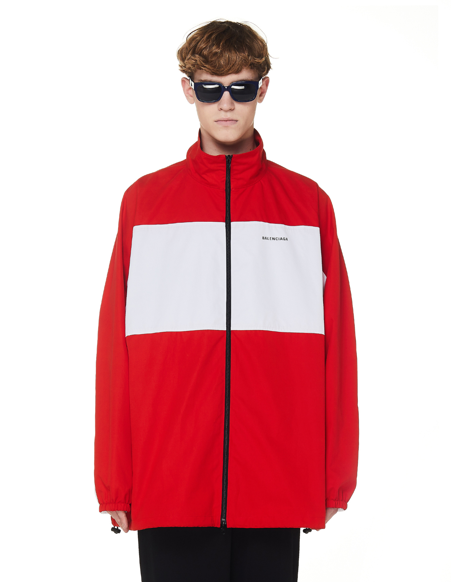 Balenciaga Red Cotton Oversized Track Jacket