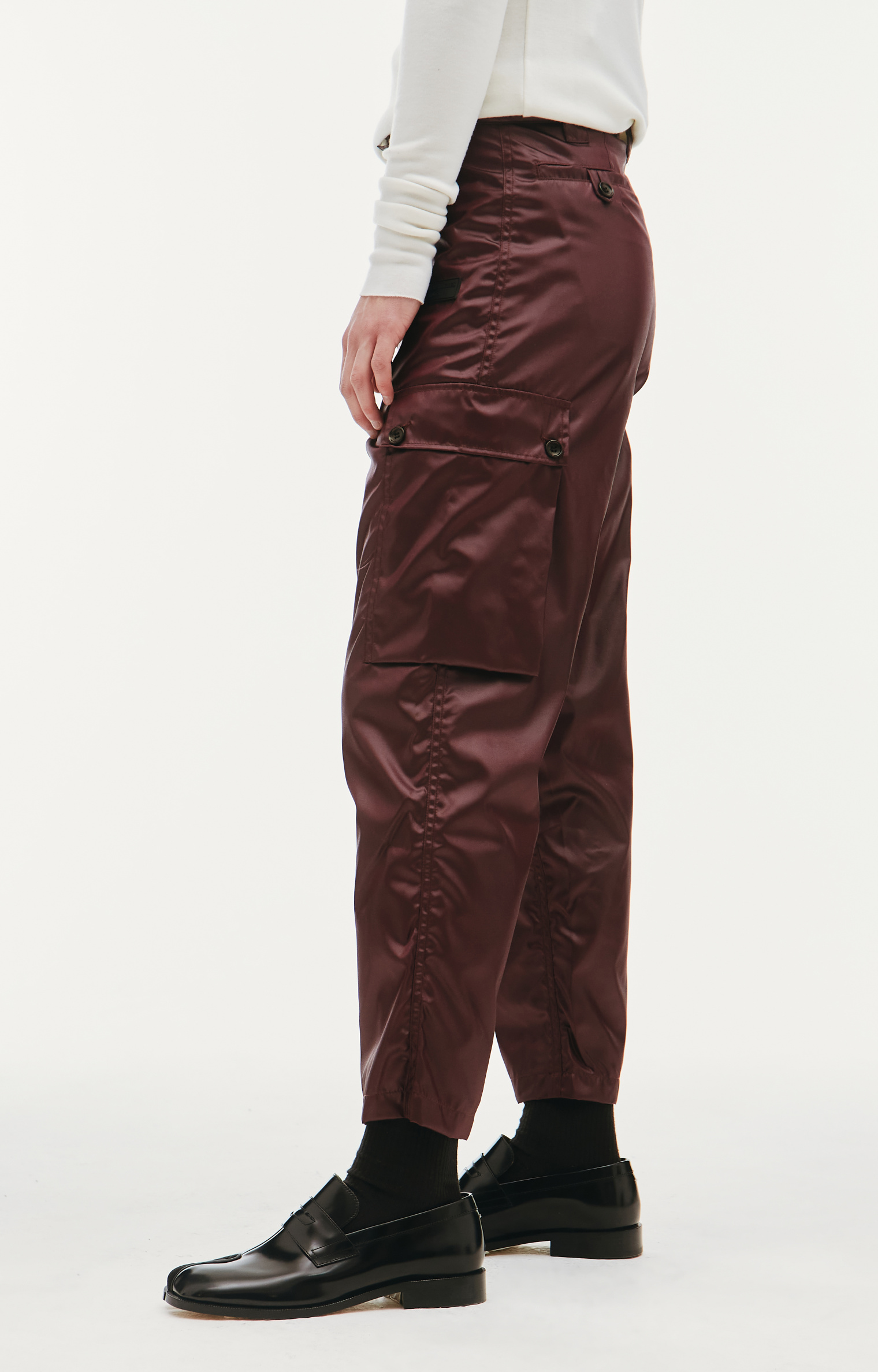 Enfants Riches Deprimes Nylon Burgundy Cargo Trousers