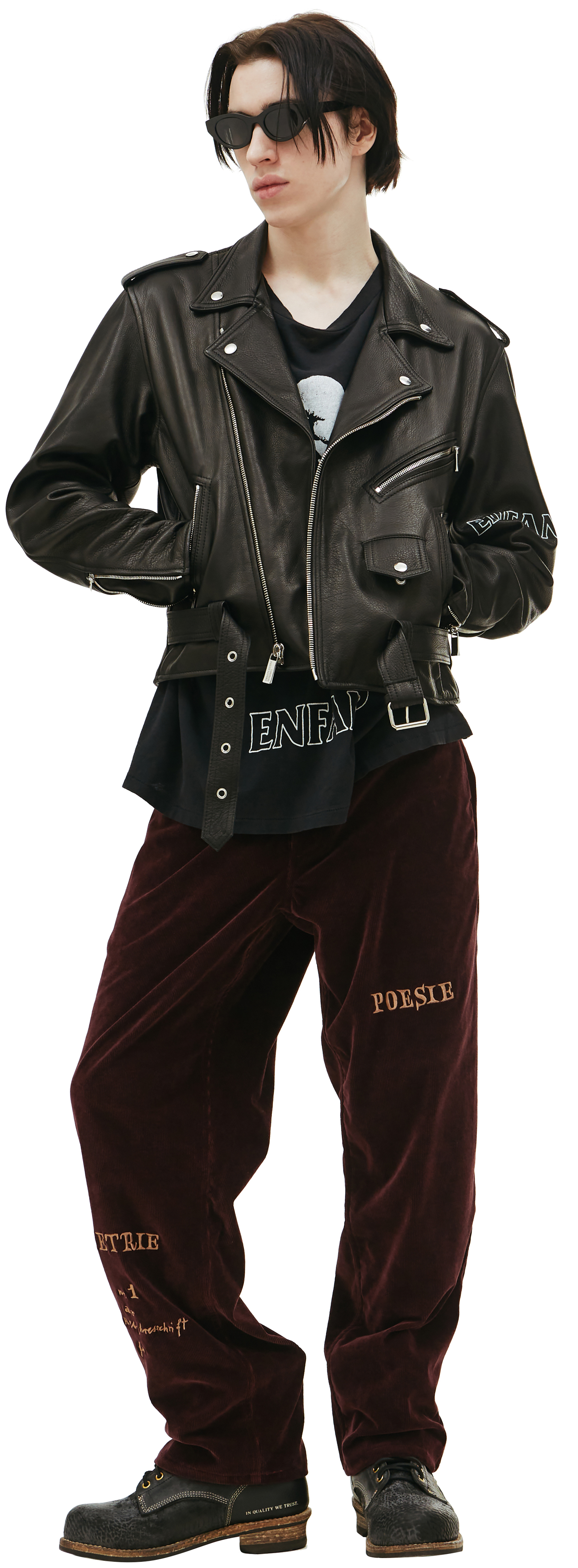 Enfants Riches Déprimés Rose print moto jacket