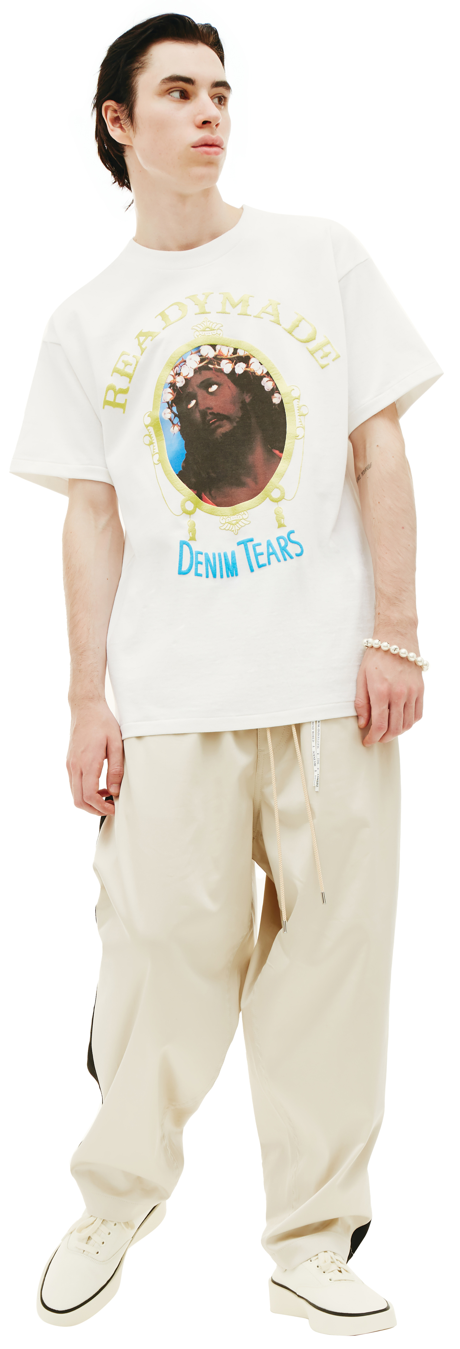 Buy Readymade men white denim tears x readymade printed t-shirt