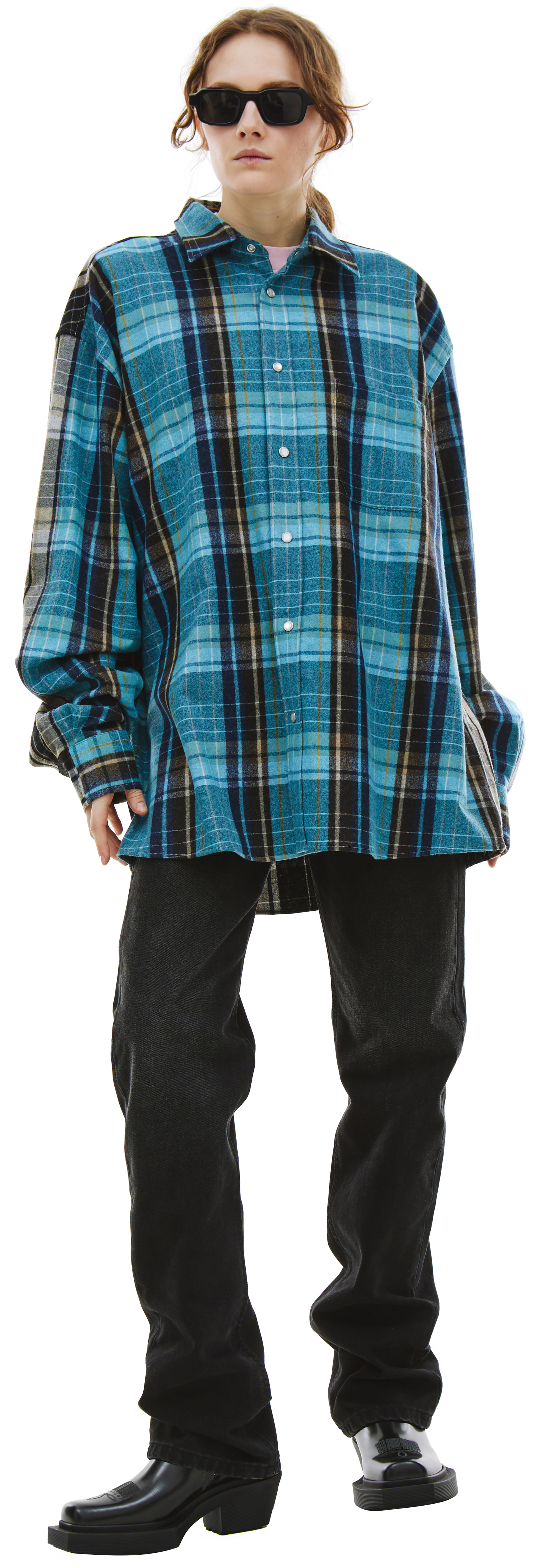 VTMNTS Barcode Plaid Shirt