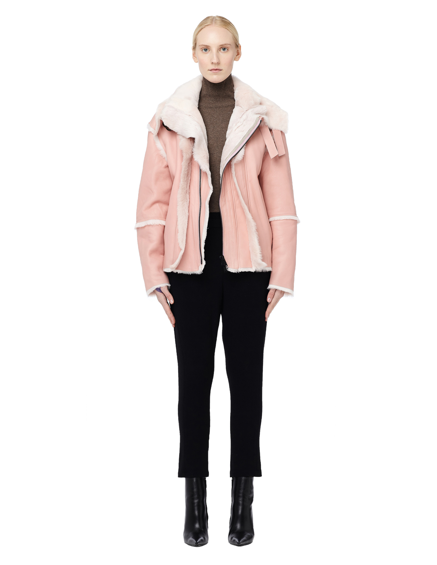 A.F.Vandevorst Asymmetric Pink Shearling Jacket