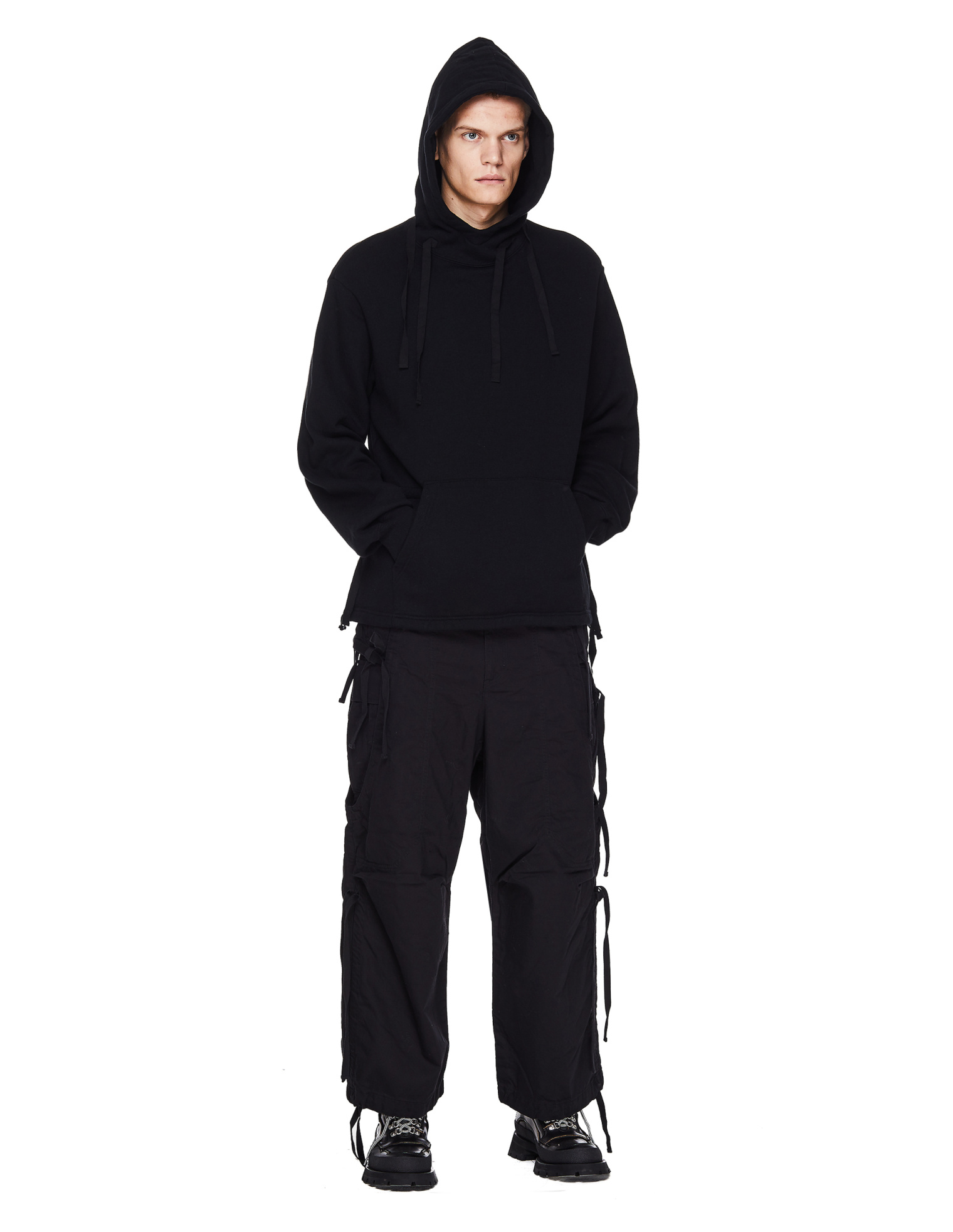 Undercover Black Cotton Printed Hoodie
