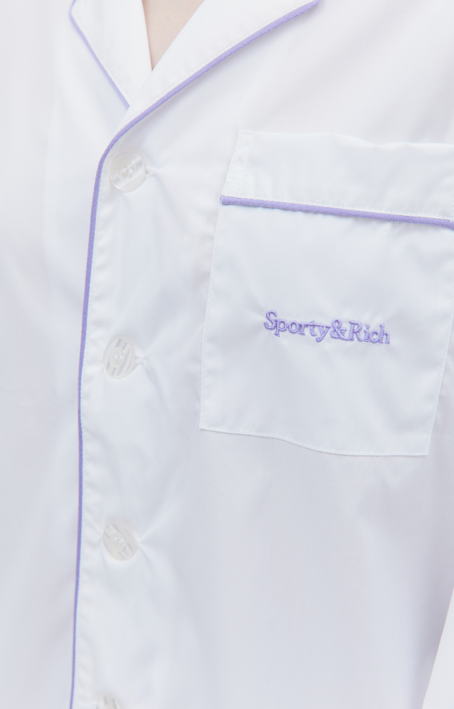 SPORTY & RICH White Serif pyjama shirt