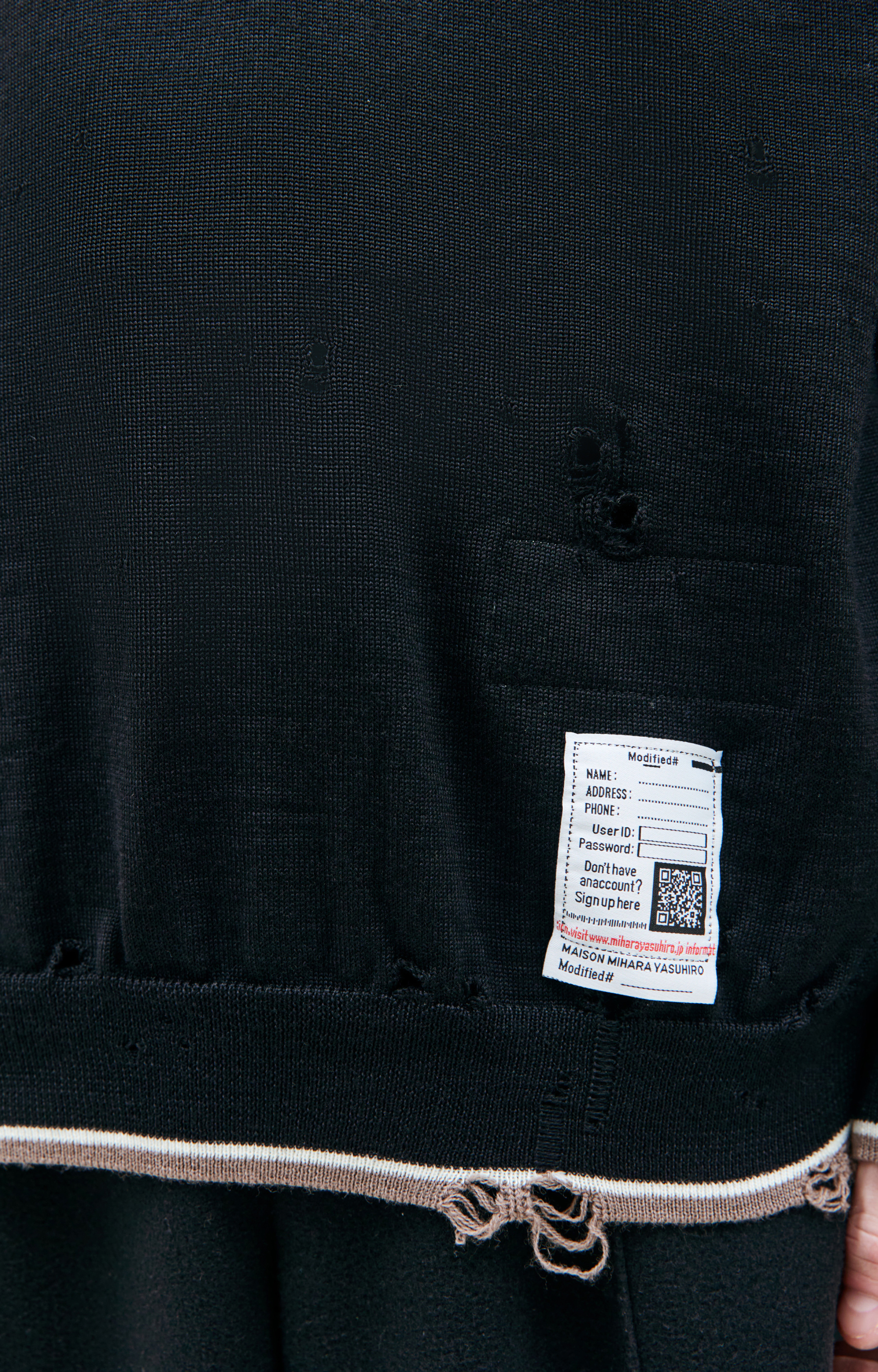 Maison Mihara Yasuhiro Distressed knit polo sweater