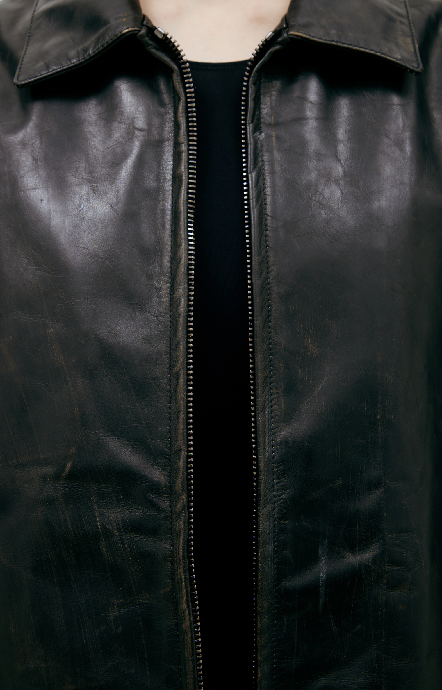 VETEMENTS Leather jacket with collar