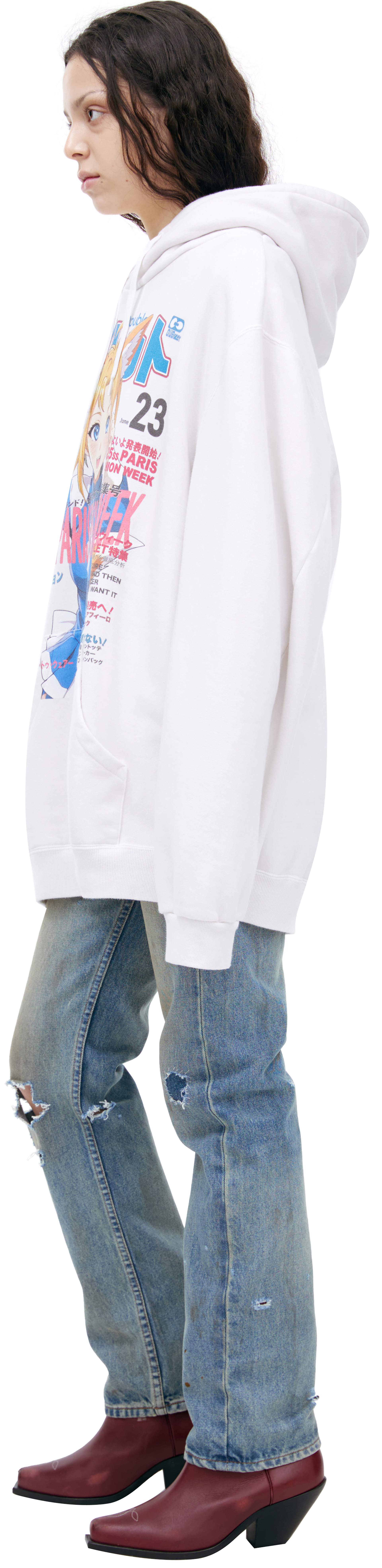 Doublet White print hoodie