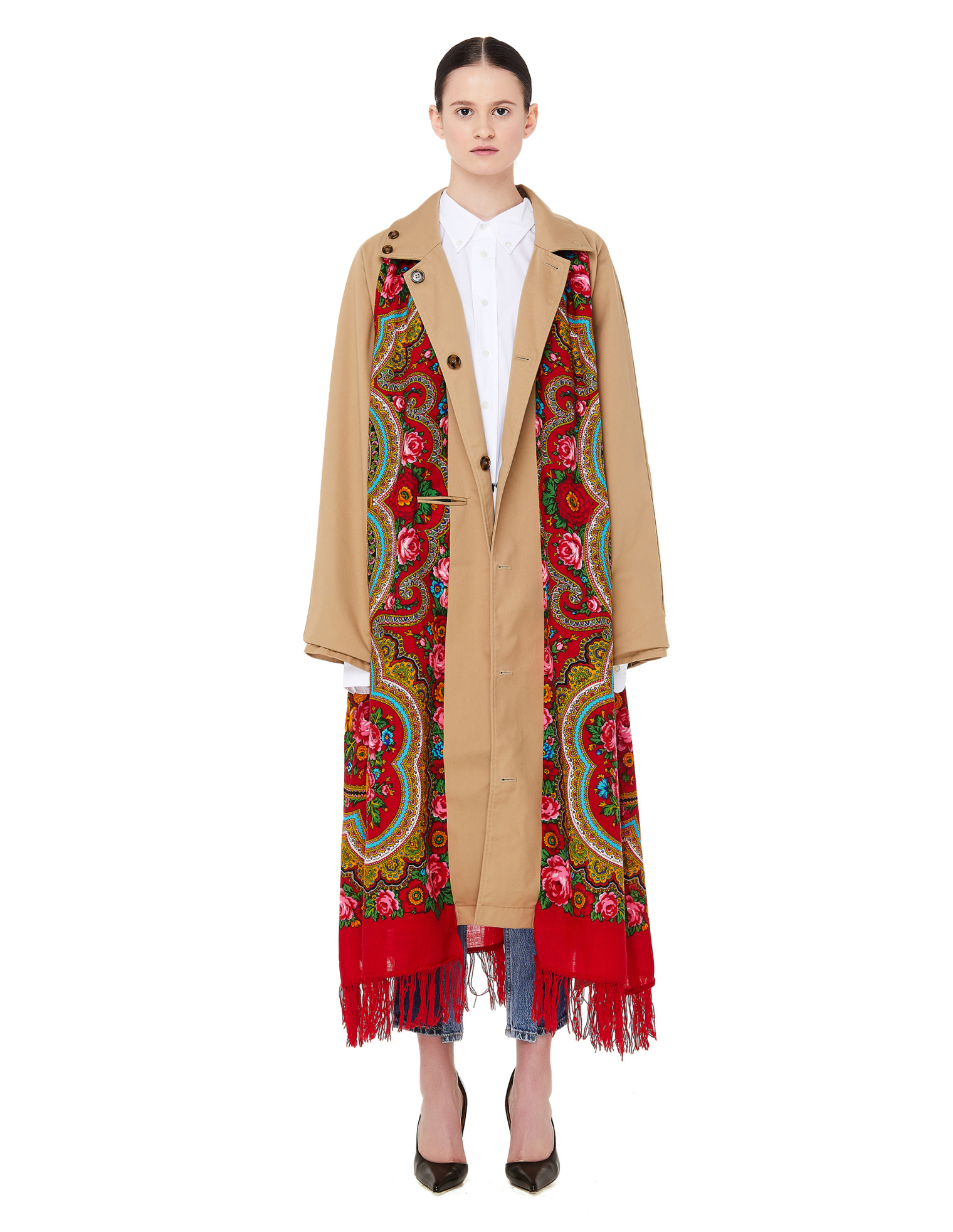 VETEMENTS Хлопковый двусторонний тренч с платком