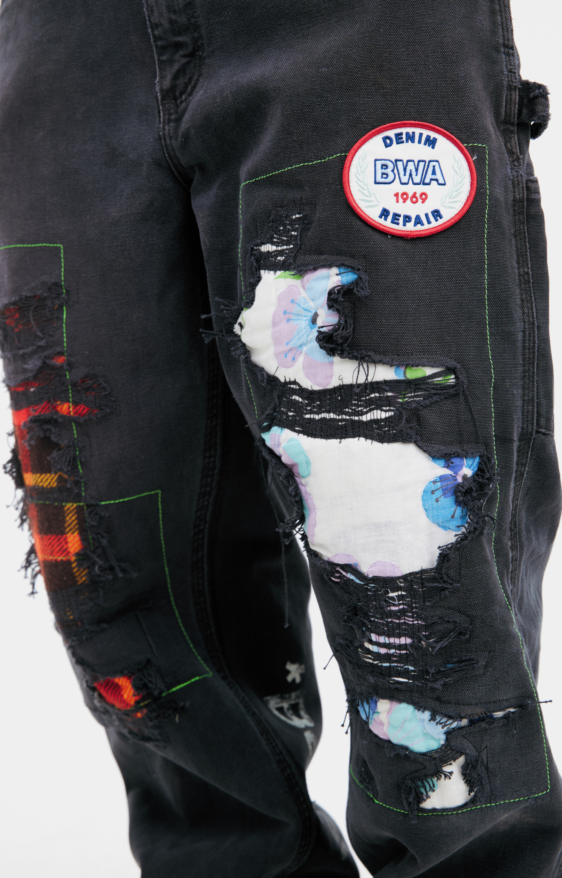 BETTER WITH AGE Black patch jeans