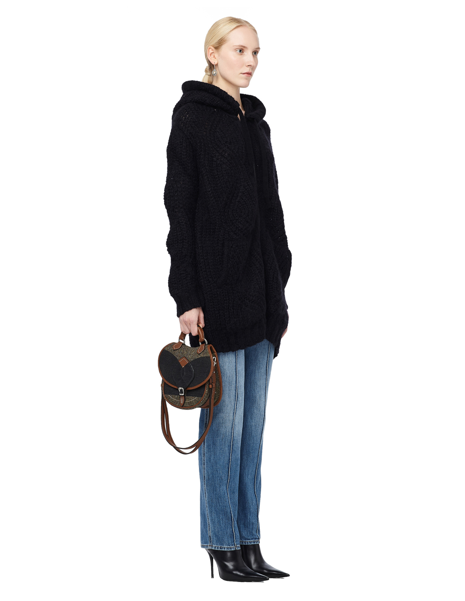 Maison Margiela Tweed and Leather Mini Bag-Slide