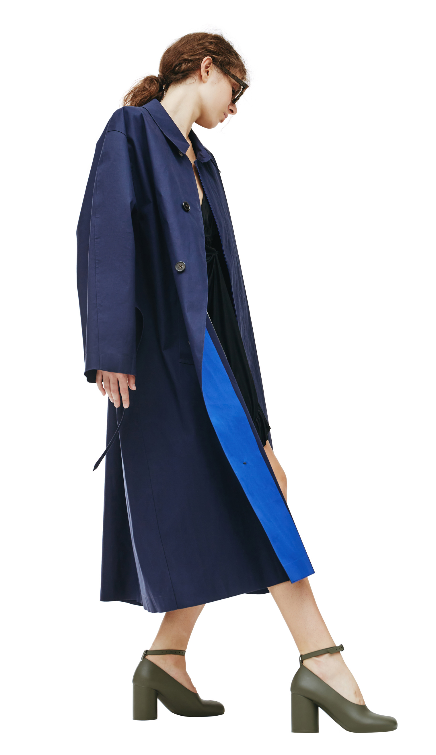 Maison Margiela Navy Blue Cotton Mackintosh Coat