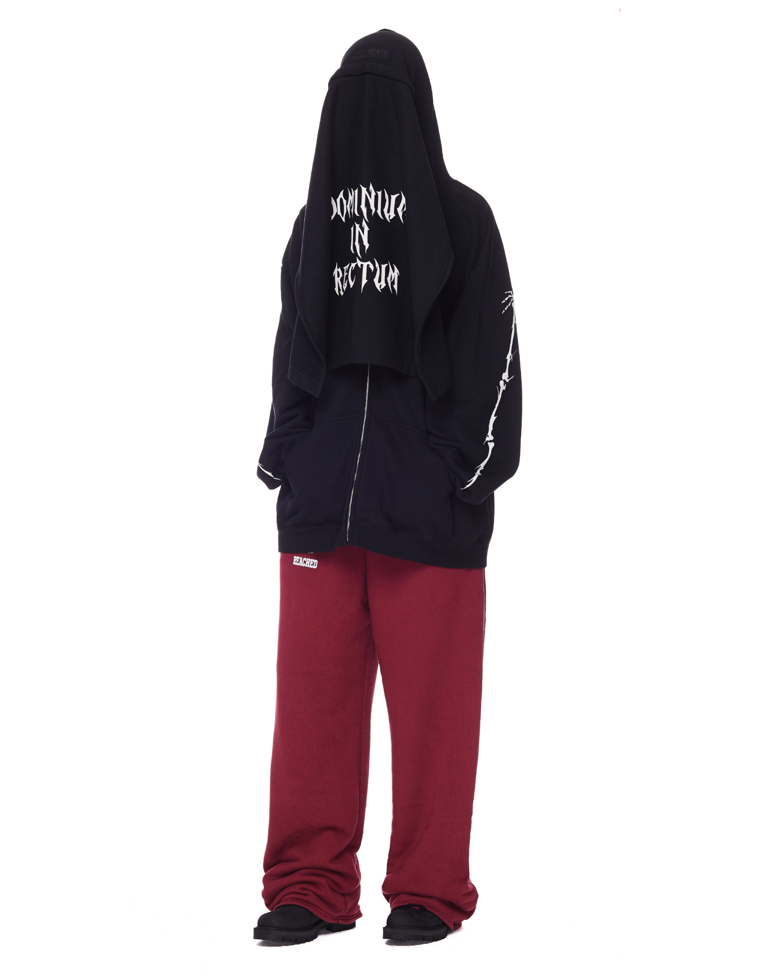 Vetements Dominium In Rectum Hoodie ブラック Buy VETEMENTS men black dominium in rectum zip-up hoodie for