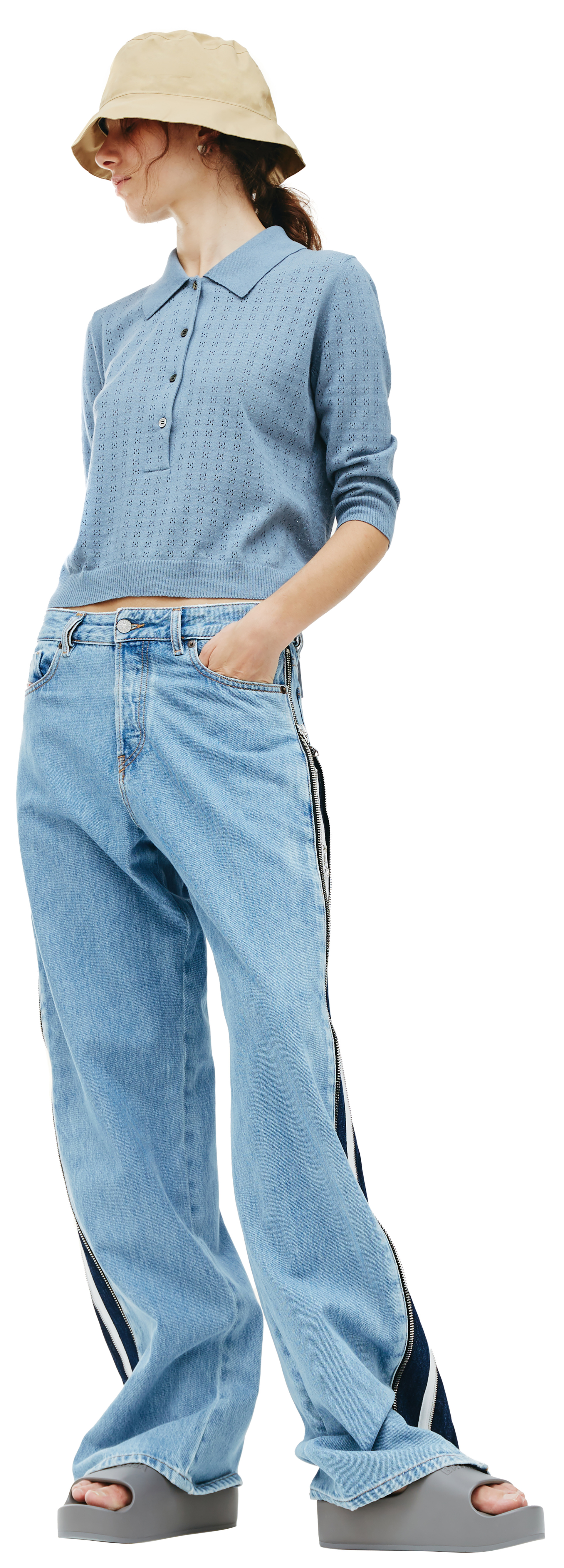 Diesel Wide jeans with zippers