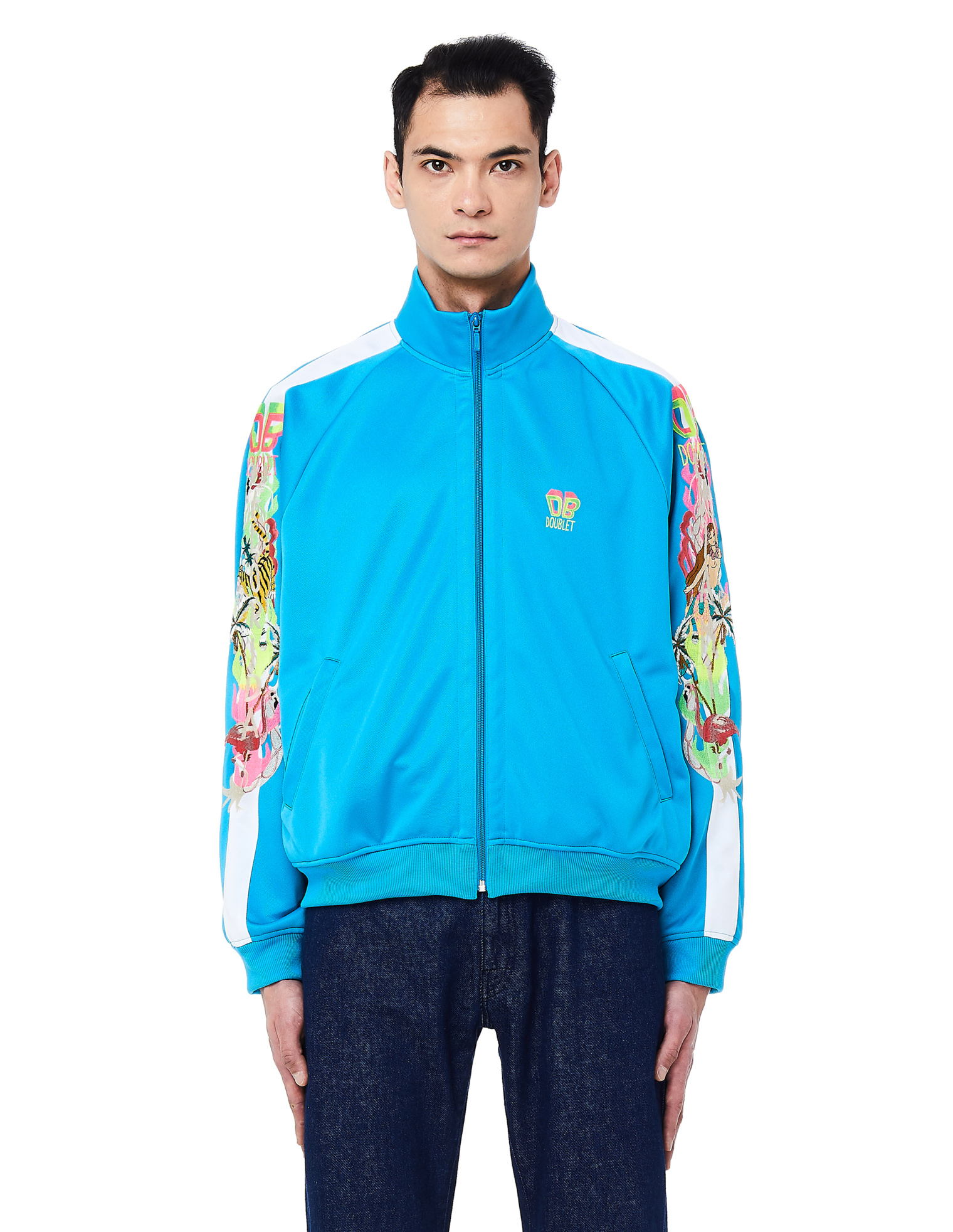 トップス doublet CHAOS EMBROIDERY TRACK JACKET Buy Doublet men blue chaos embroidery track jacket for $212