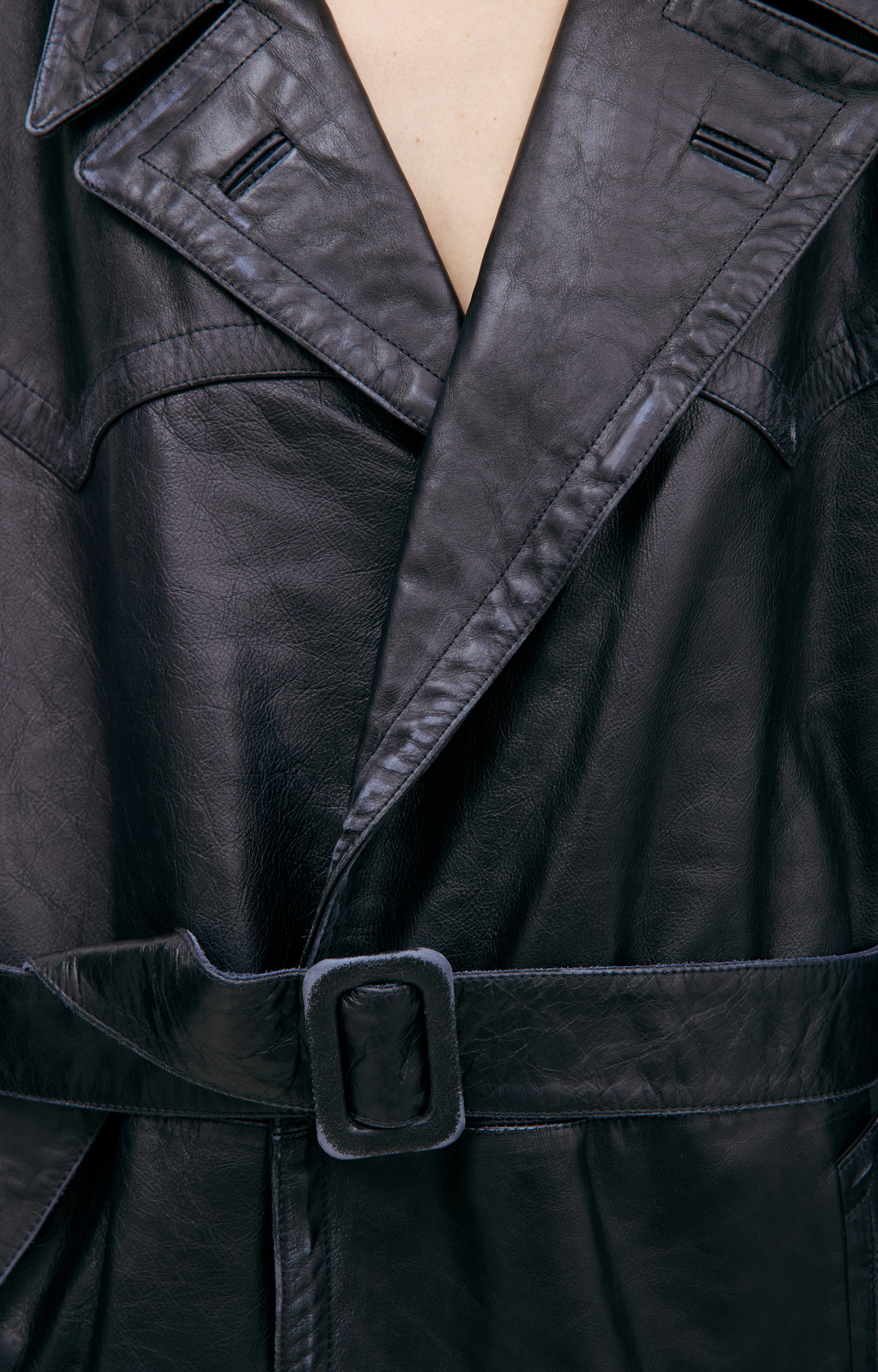 Enfants Riches Déprimés Leather trench coat with belt