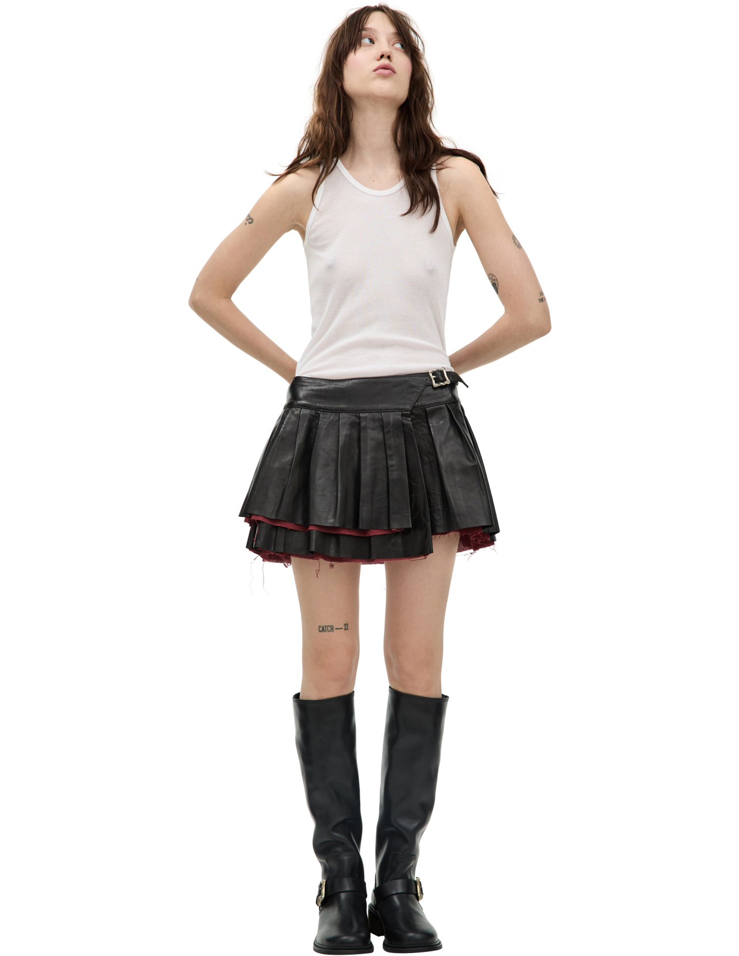 Enfants Riches Deprimes Pleated leather skirt