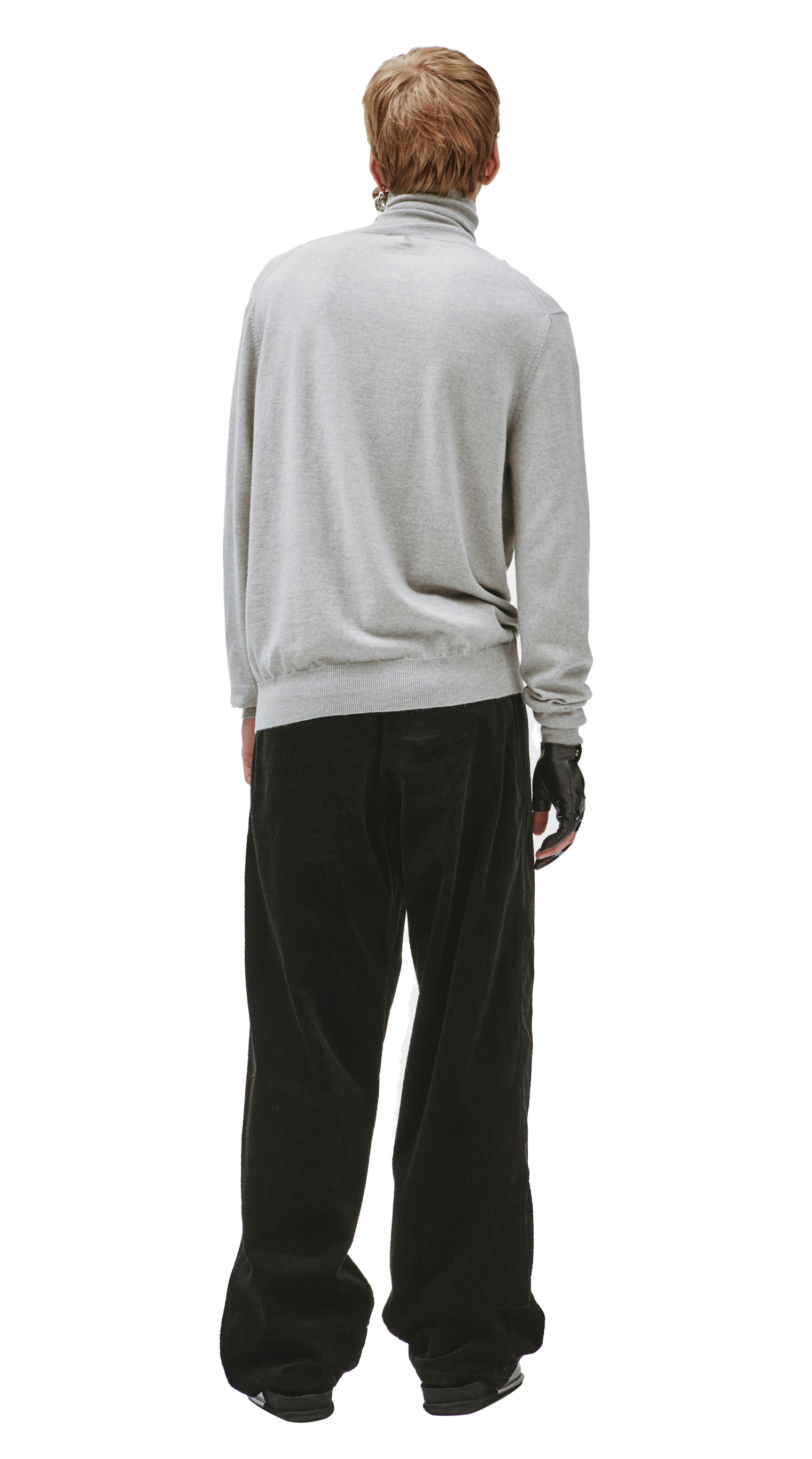 OAMC Grey wool turtleneck with logo embroidery