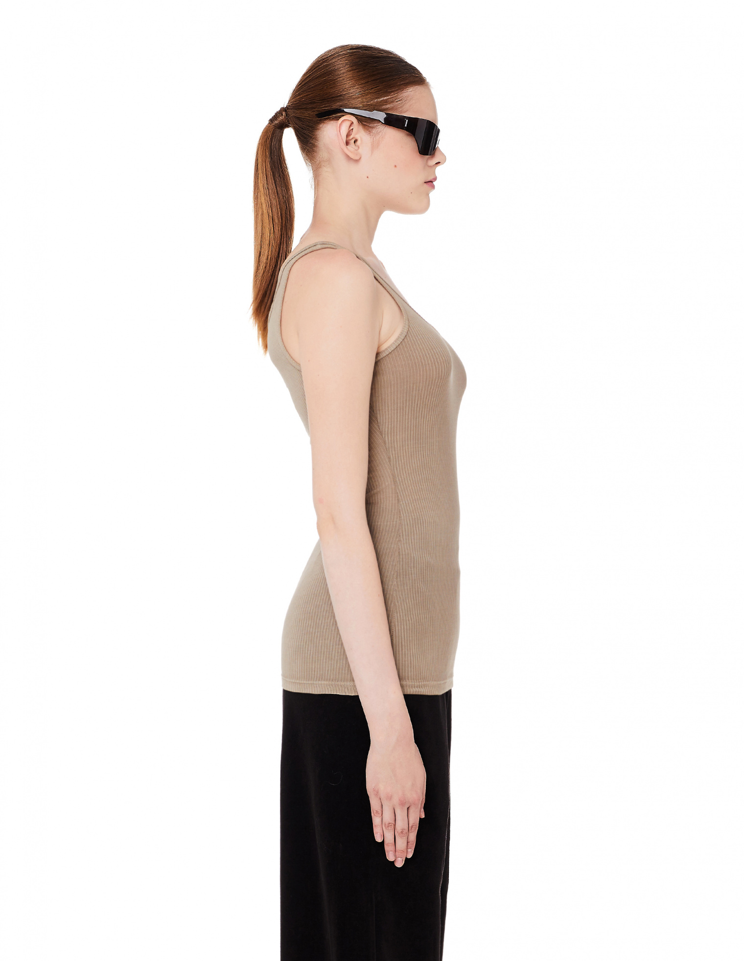 James Perse Brown Ribbed Cotton Tank Top