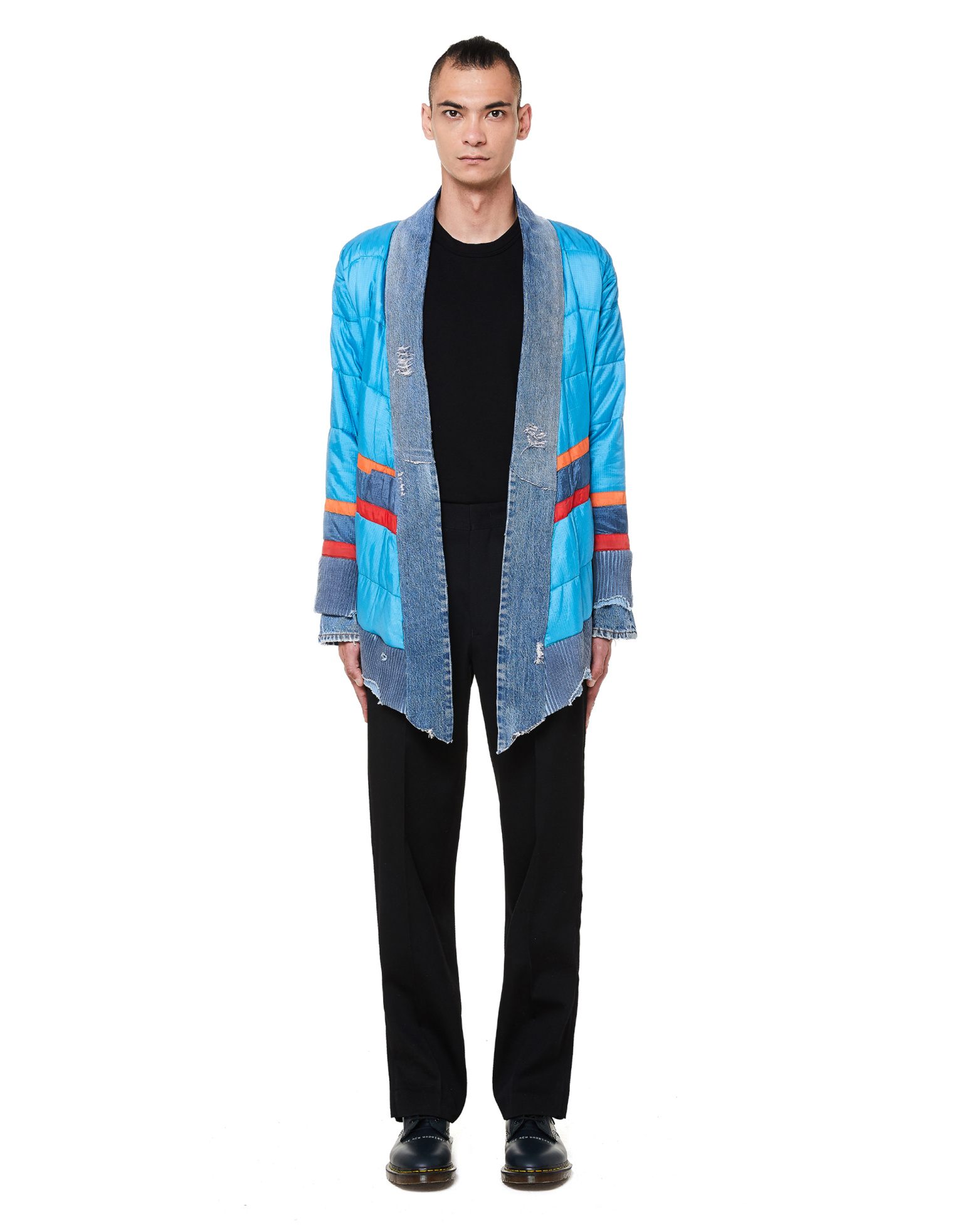 Greg Lauren Blue & Orange Puffy Kimono Jacket