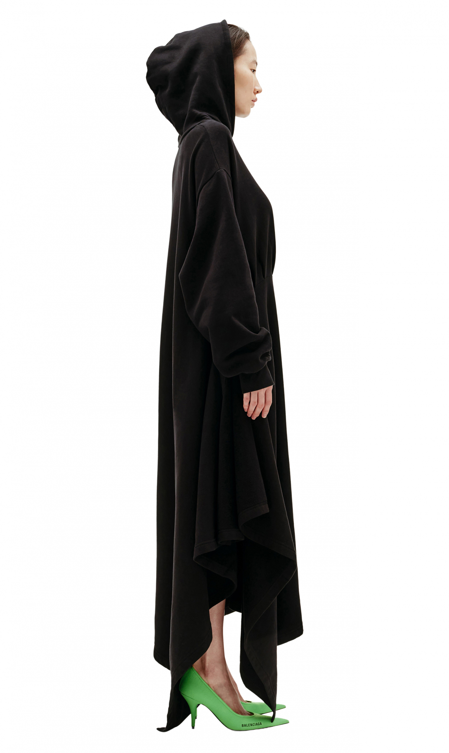 Buy Balenciaga women black hooded dress 