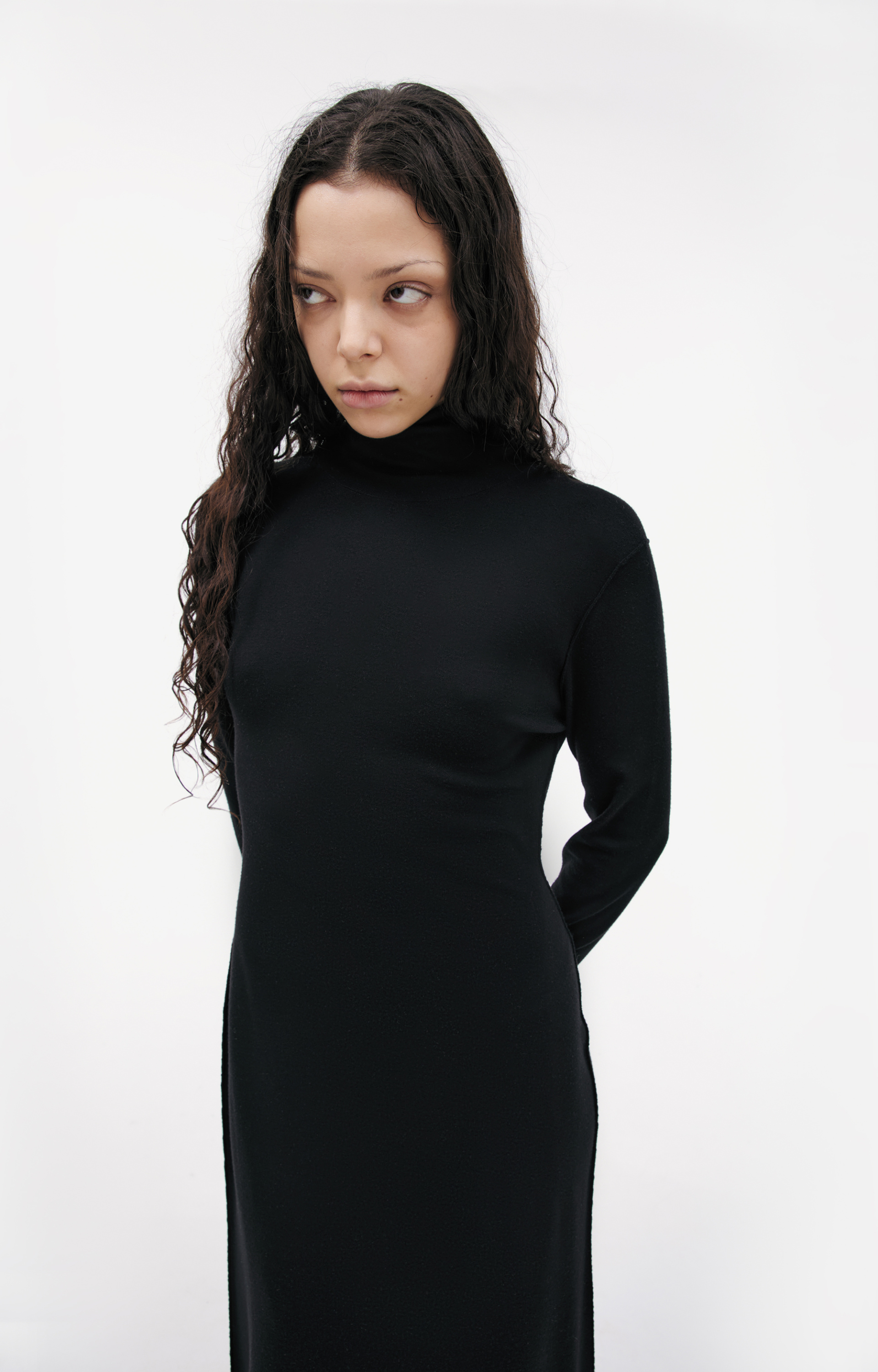 The Row Black wool dress