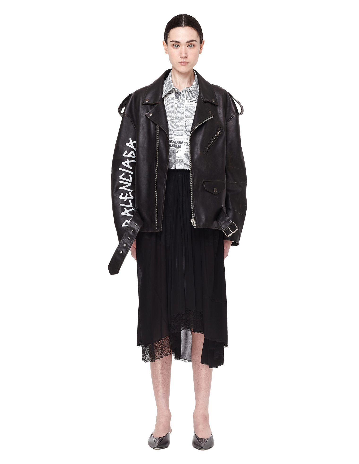 Balenciaga Черная кожаная куртка с логотипом