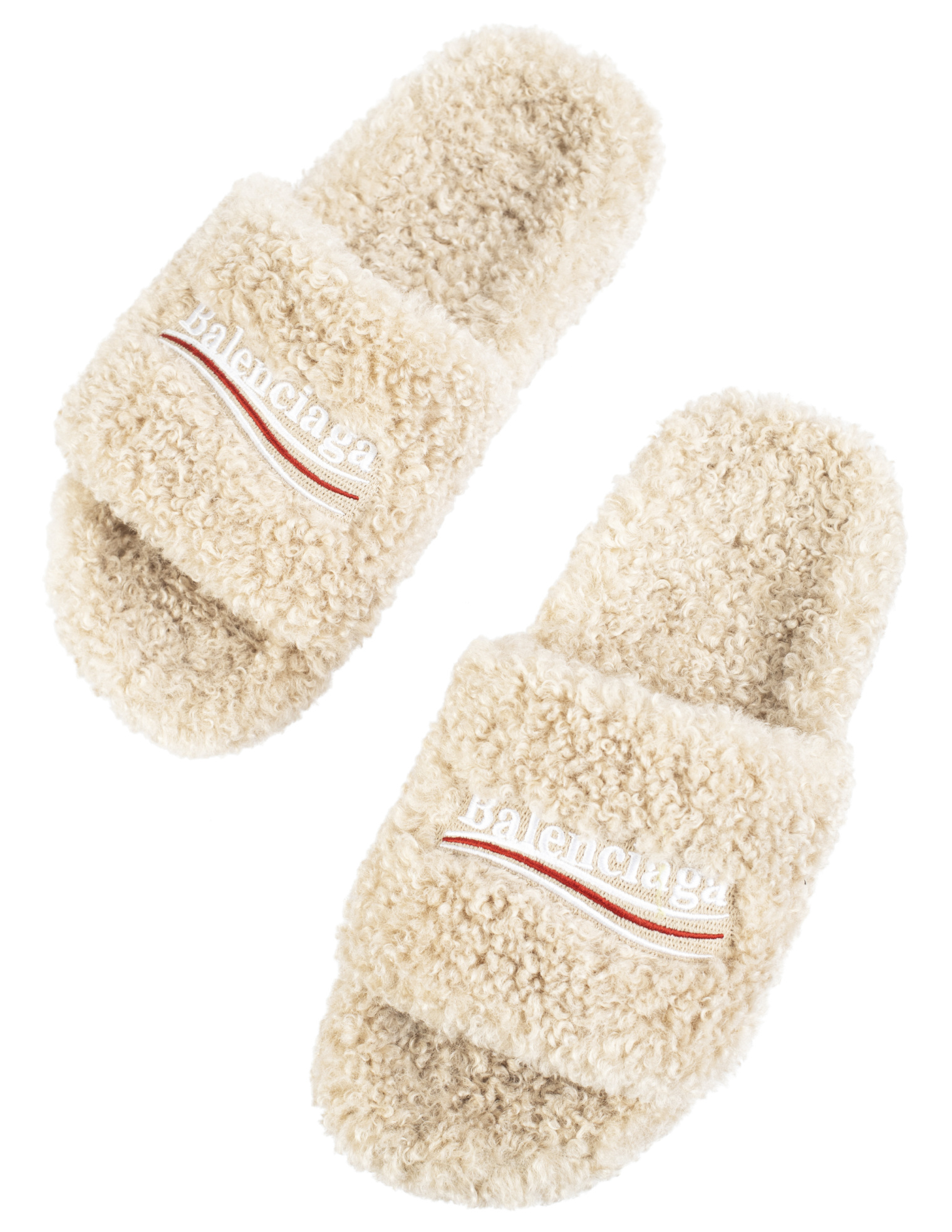 Balenciaga Beige Furry slippers